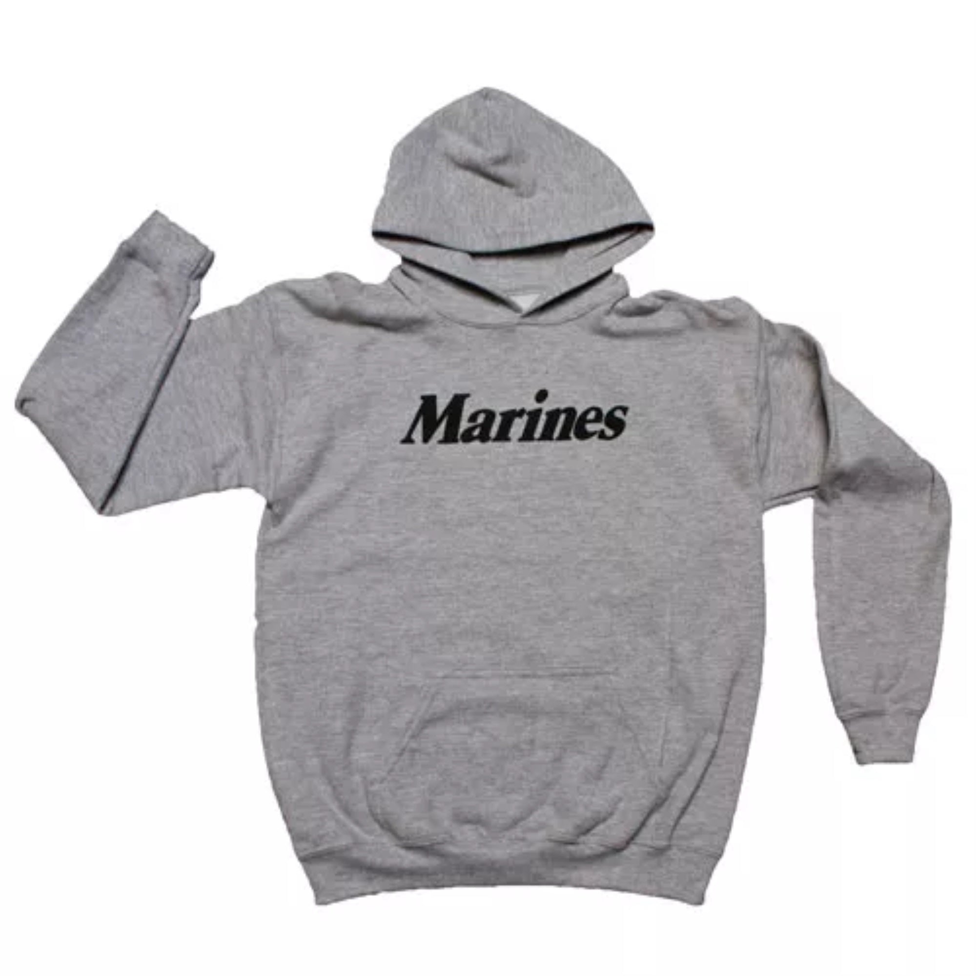 Pullover/Hooded Grey Sweatshirt- Marines Large