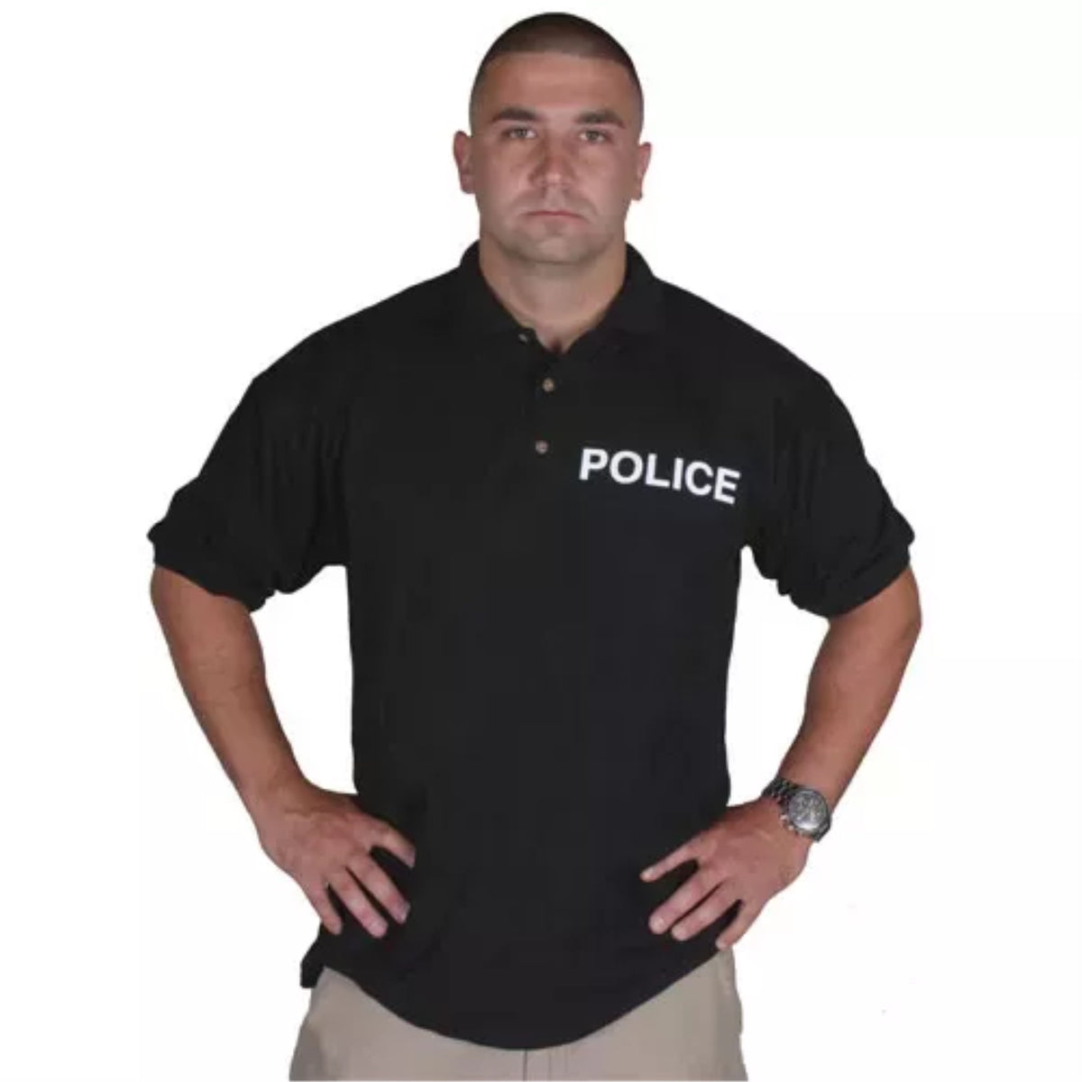 Pique Polo Shirt Police , Black 2 Imprints 2Xl