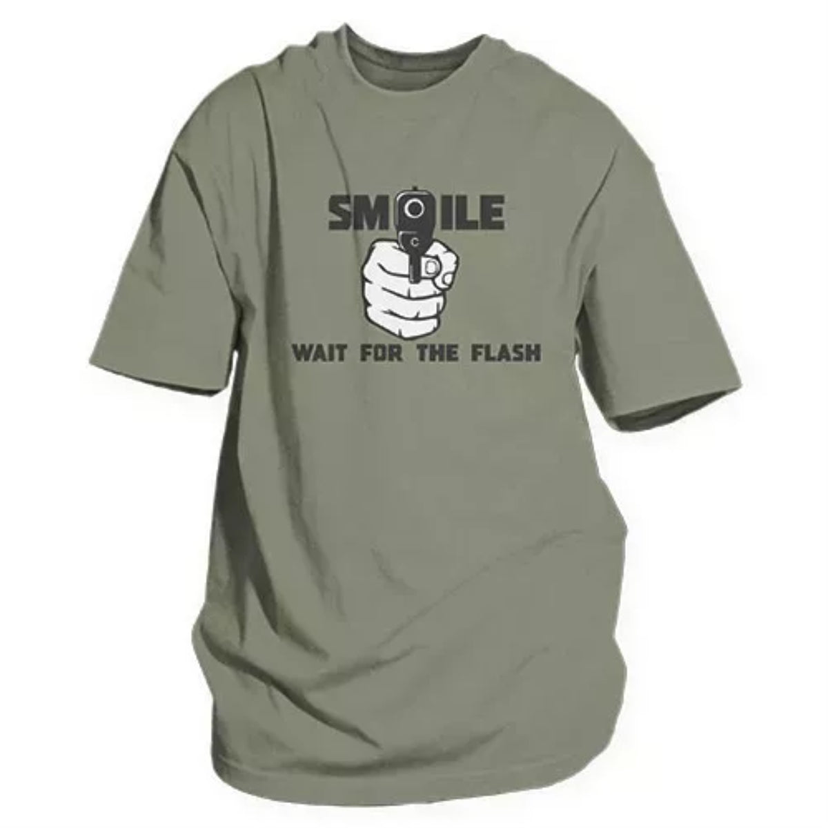 Smile For The Flash Men'S T-Shirt Olive Drab - Medium