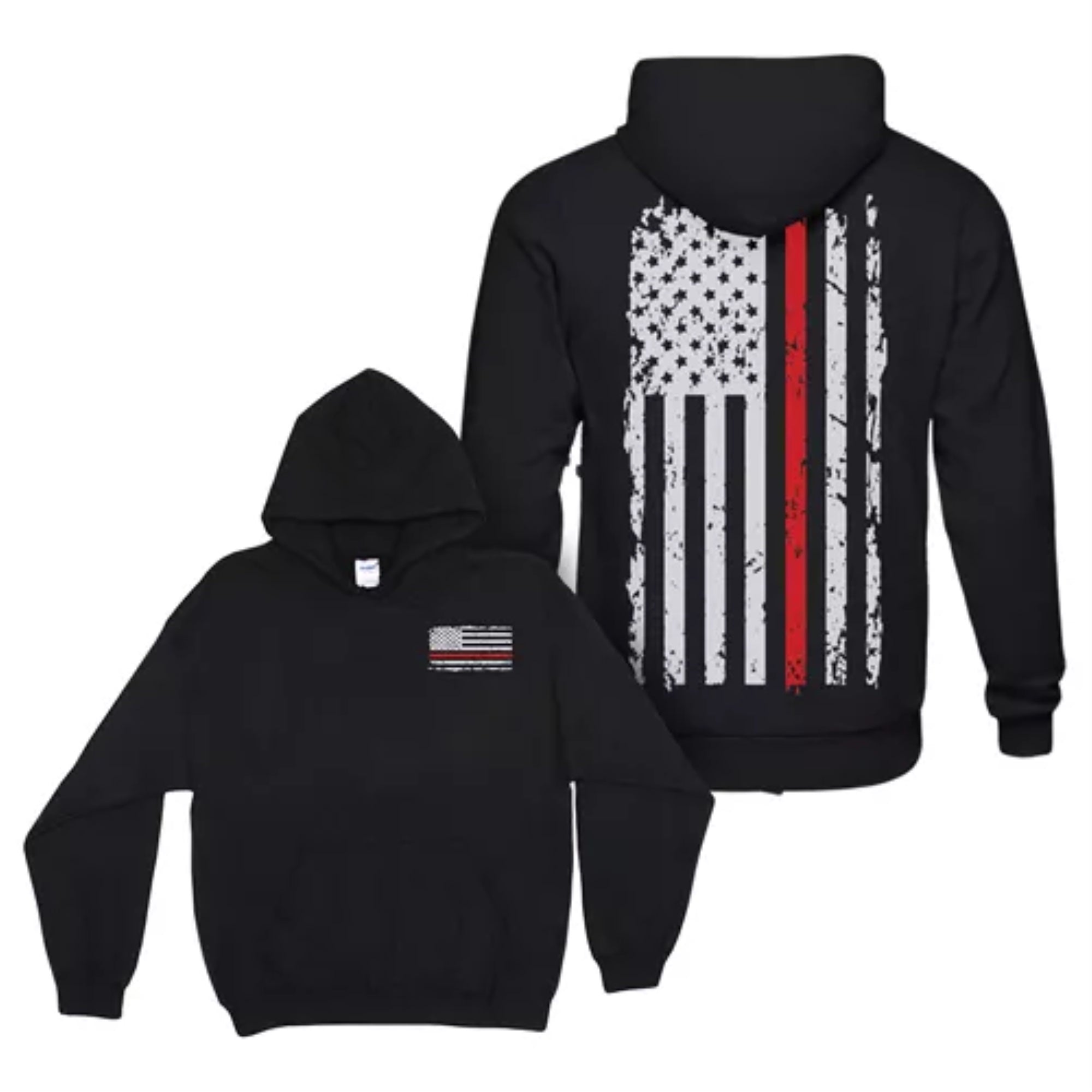 Pullover/Hooded Vintage Red Line Black - Large