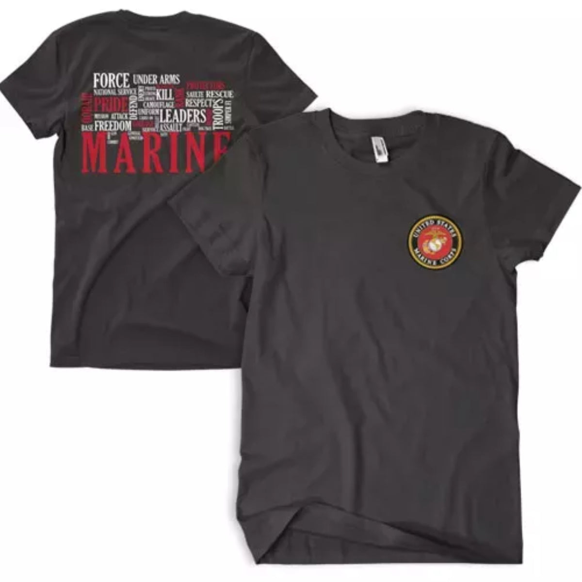 Marine Words Men'S T-Shirt Black 2-Sided - Medium