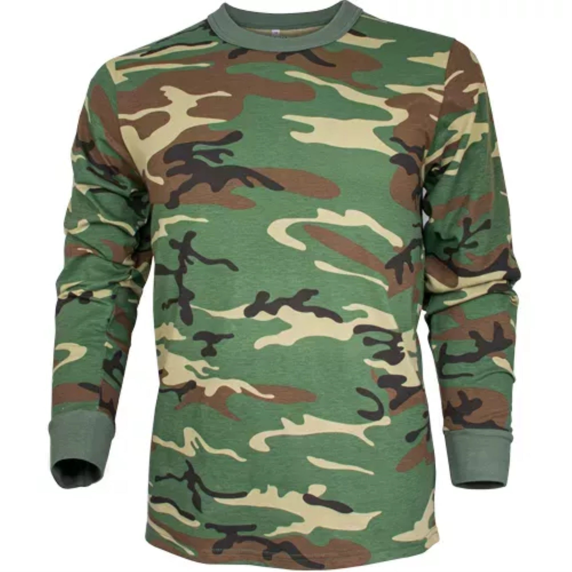 Mens Long Sleeve T-Shirt - Woodland Camo - 3XL