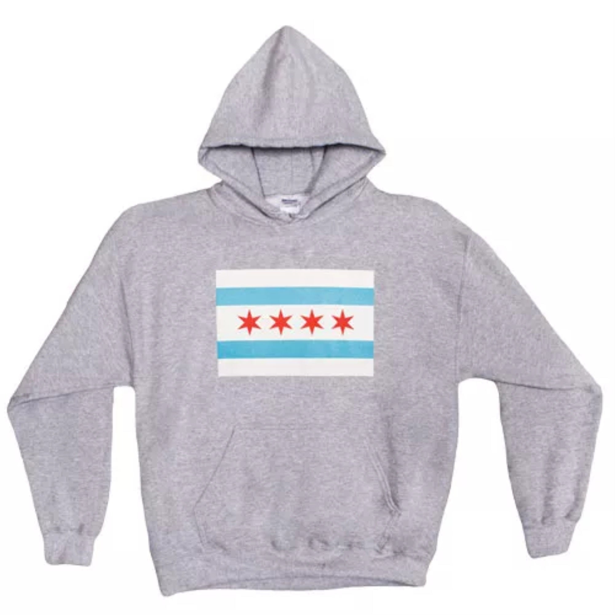 Pullover/Hooded Grey Sweatshirt-Chicago Flag 3Xl