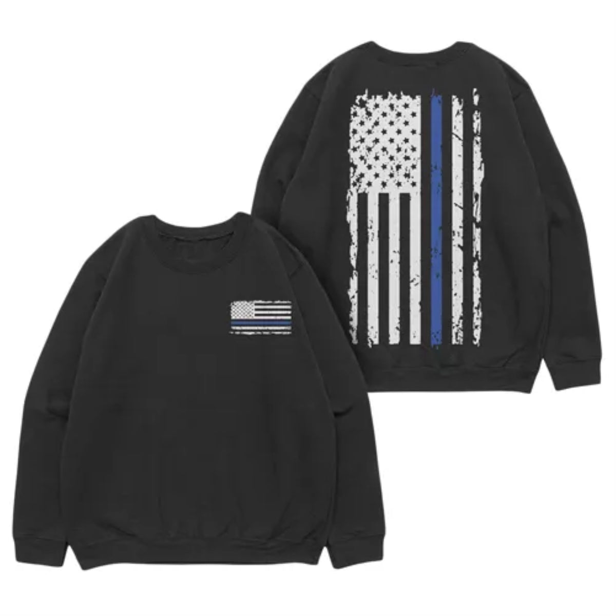 Vintage Blue Line Crewneck Sweatshirt Black - 3Xl