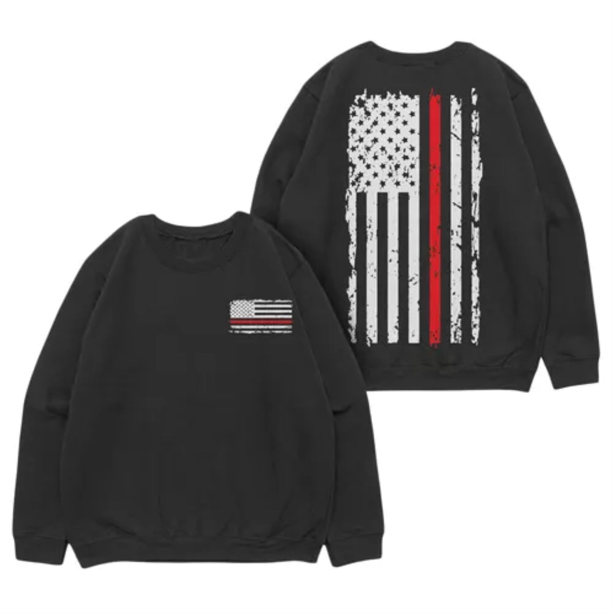 Vintage Red Line Crewneck Sweatshirt Black - 3Xl