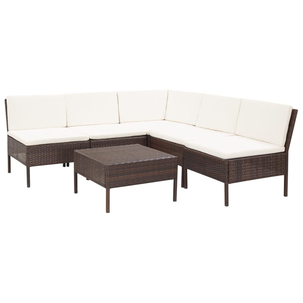 Vidaxl 6 Piece Garden Lounge Set With Cushions Poly Rattan Brown