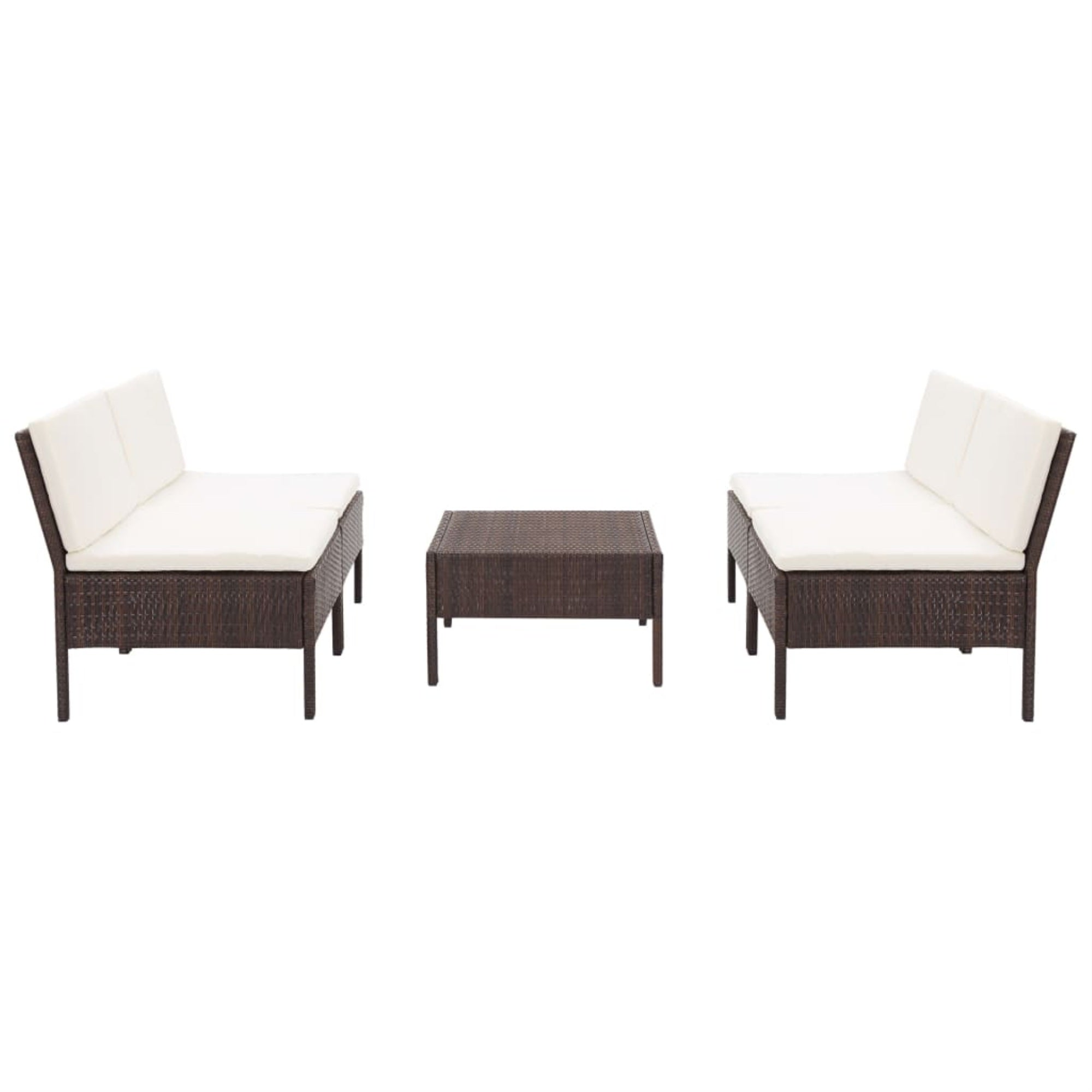 Vidaxl 5 Piece Garden Sofa Set With Cushions Poly Rattan Brown