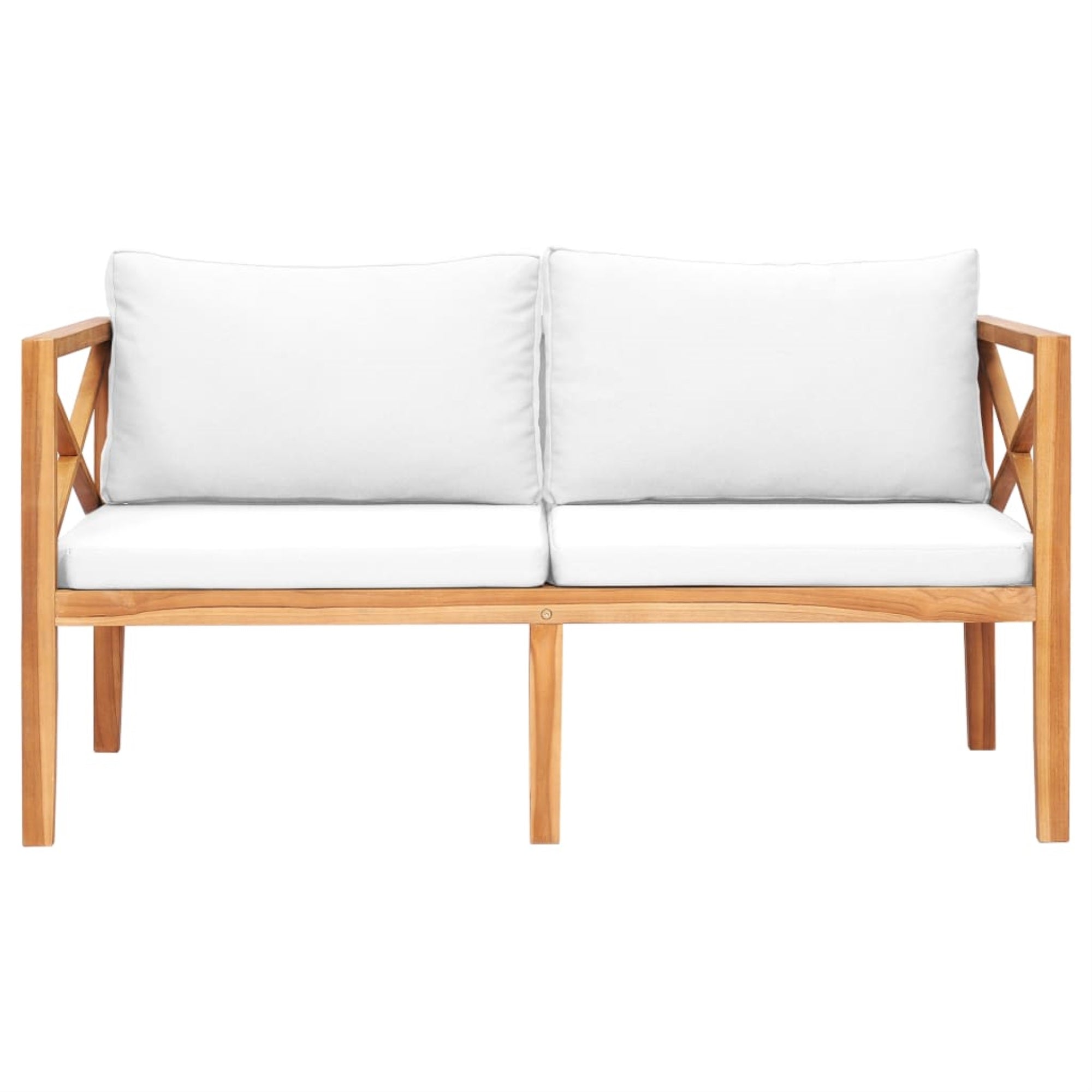 Vidaxl Patio Bench With Cream Cushions Solid Teak Wood