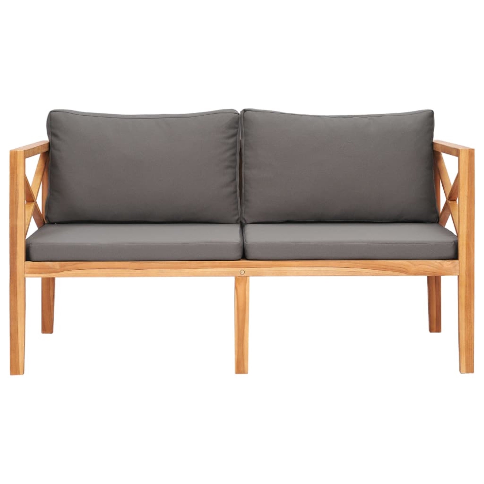 Vidaxl Patio Bench With Gray Cushions Solid Wood Teak