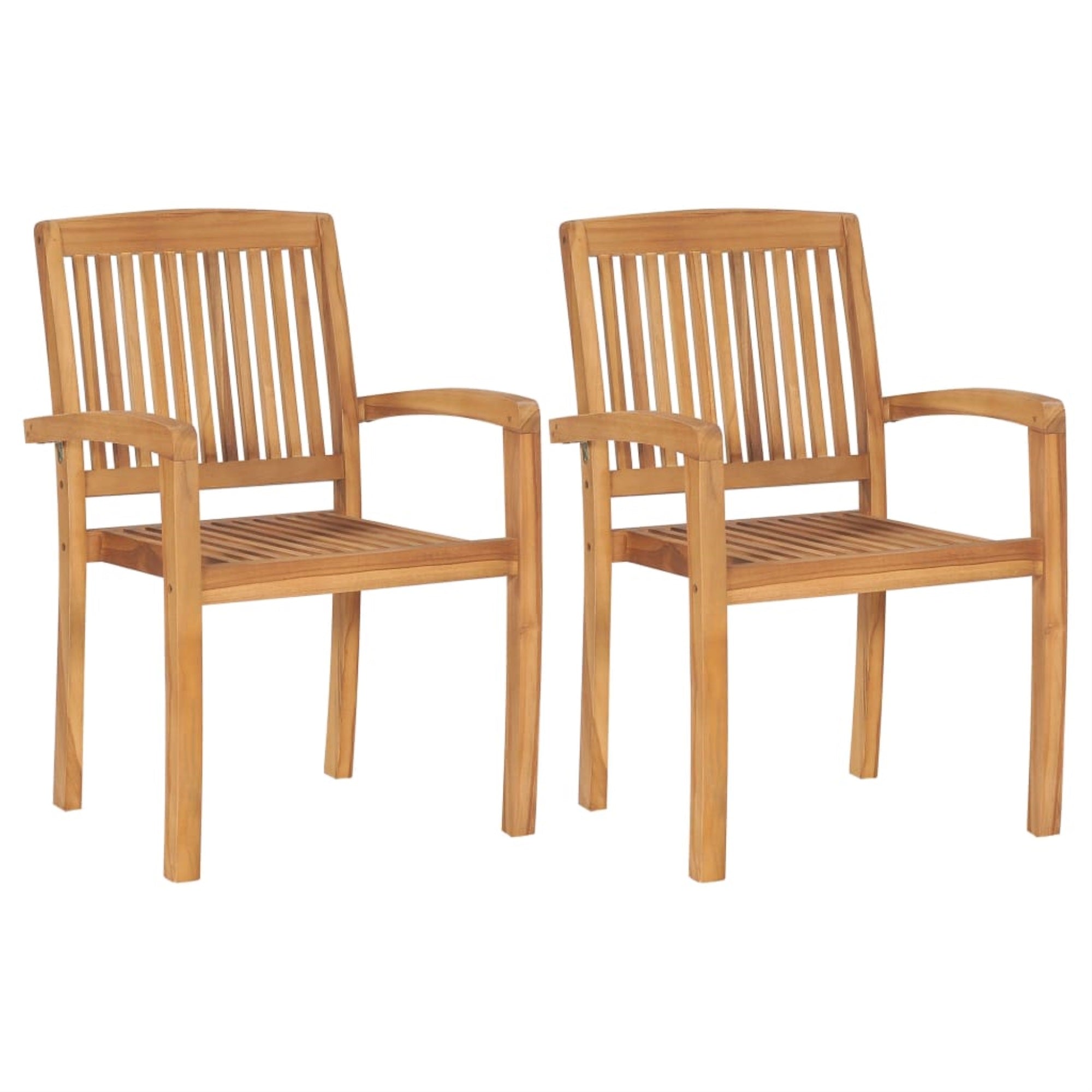Vidaxl Stacking Garden Dining Chairs 2 Pcs Solid Teak Wood