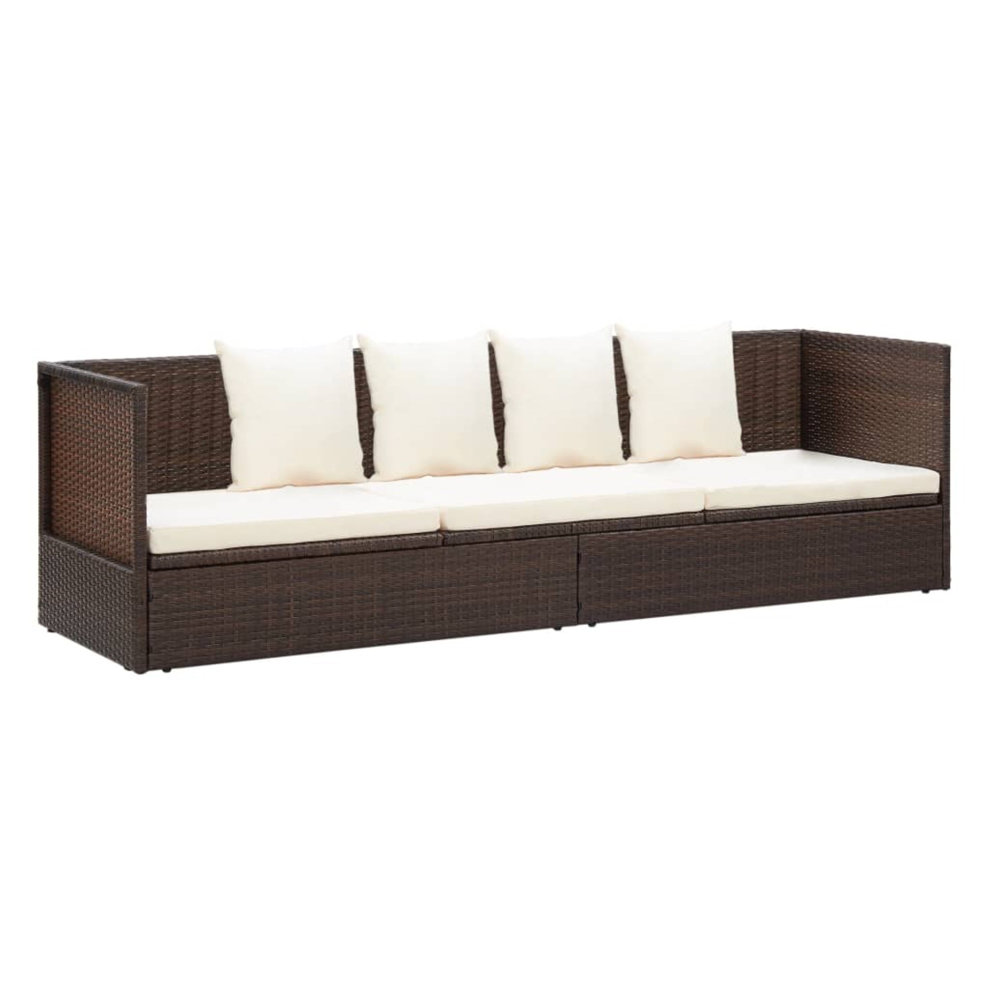 Vidaxl Outdoor Lounge Bed With Cushion & Pillows Poly Rattan Brown