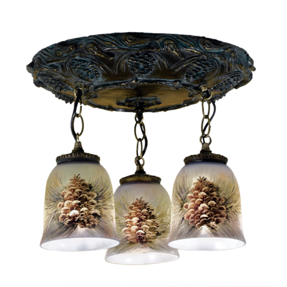 17' Wide Pinecone 3 Light Hand Painted Flushmount