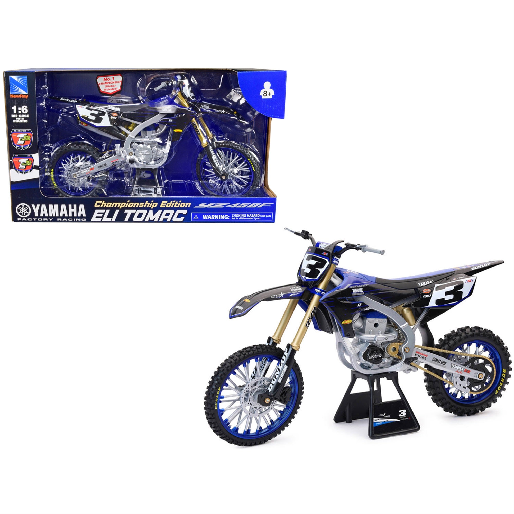 Yamaha Yz450F Motorcycle #3 Eli Tomac 'Championship Edition' Yamaha Factory Racing 1/6 Diecast Model By New Ray