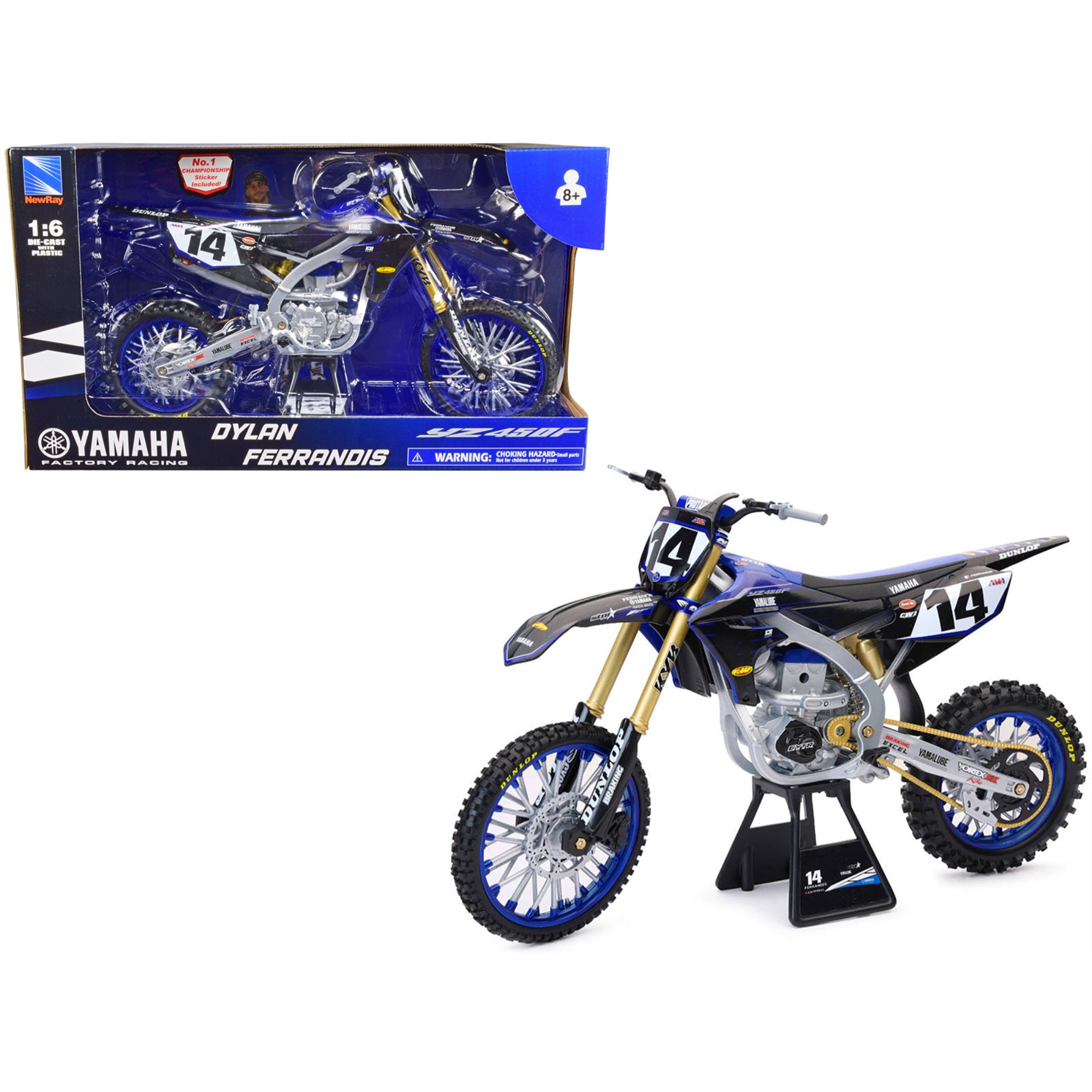 Yamaha Yz450F Motorcycle #14 Dylan Ferrandis Yamaha Factory Racing 1/6 Diecast Model By New Ray