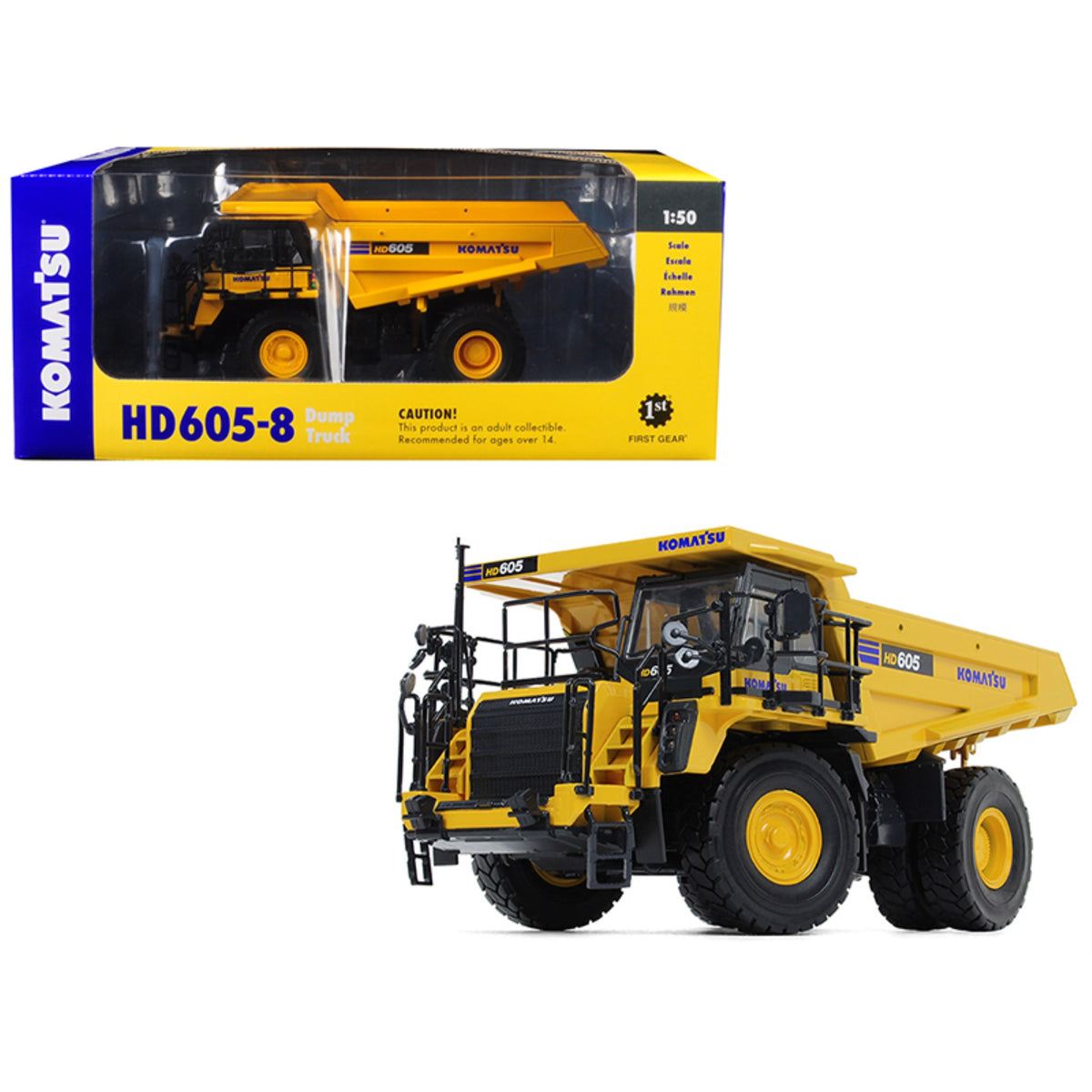 Komatsu Hd605-8 Dump Truck 1/50 Diecast Model By First Gear