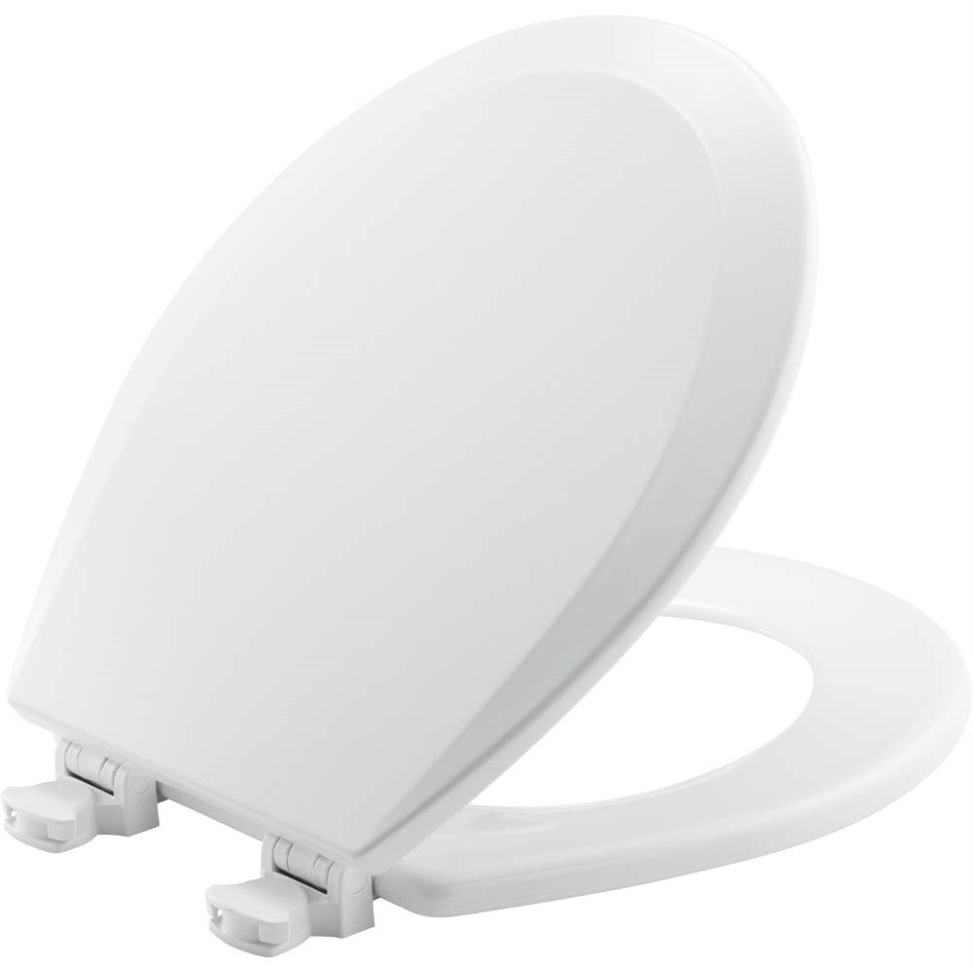 Bemis Round Enameled Wood Toilet Seat In Cotton White With Easy-Clean & Change Hinge