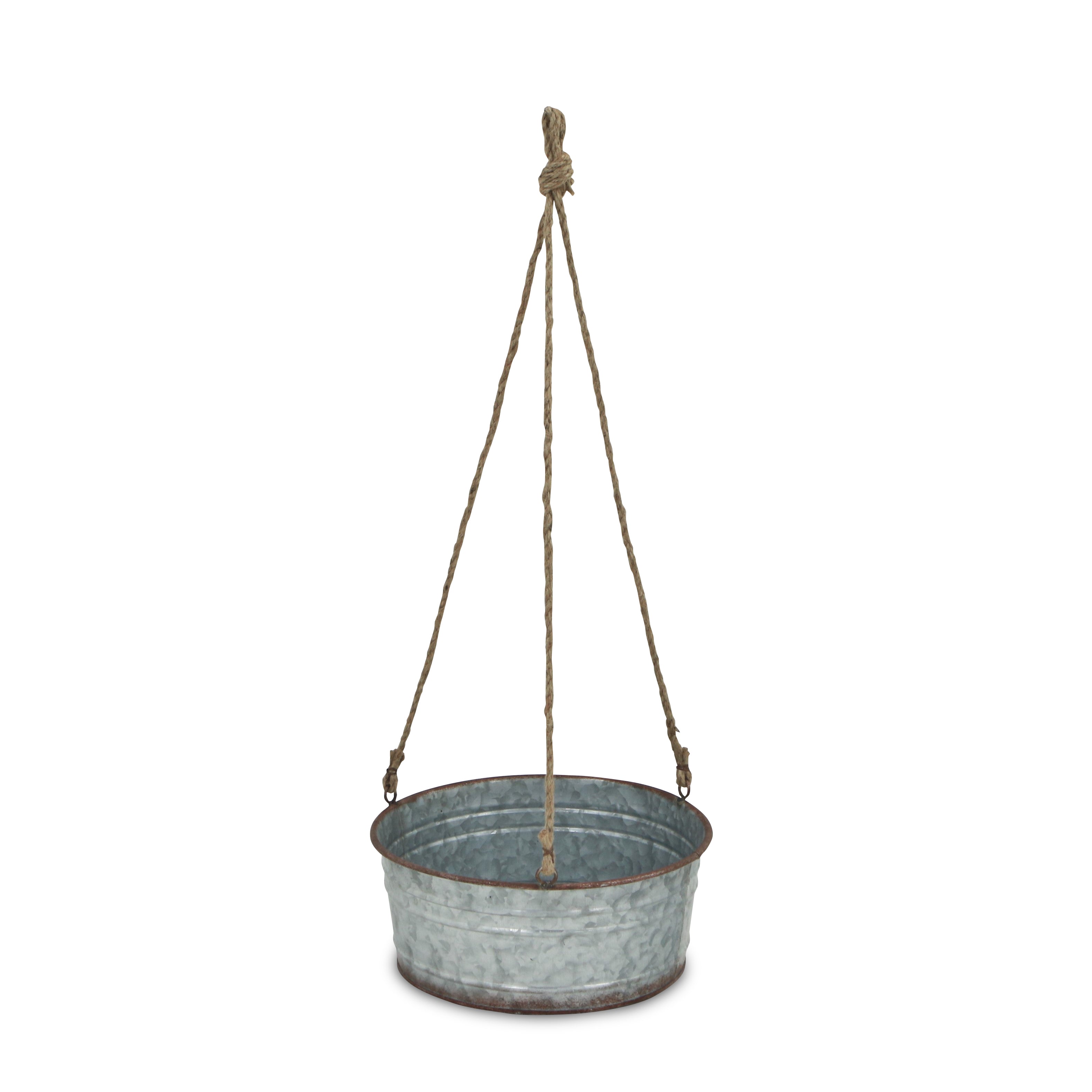 Inara Round Galvanized Hanging Metal Planter - Large