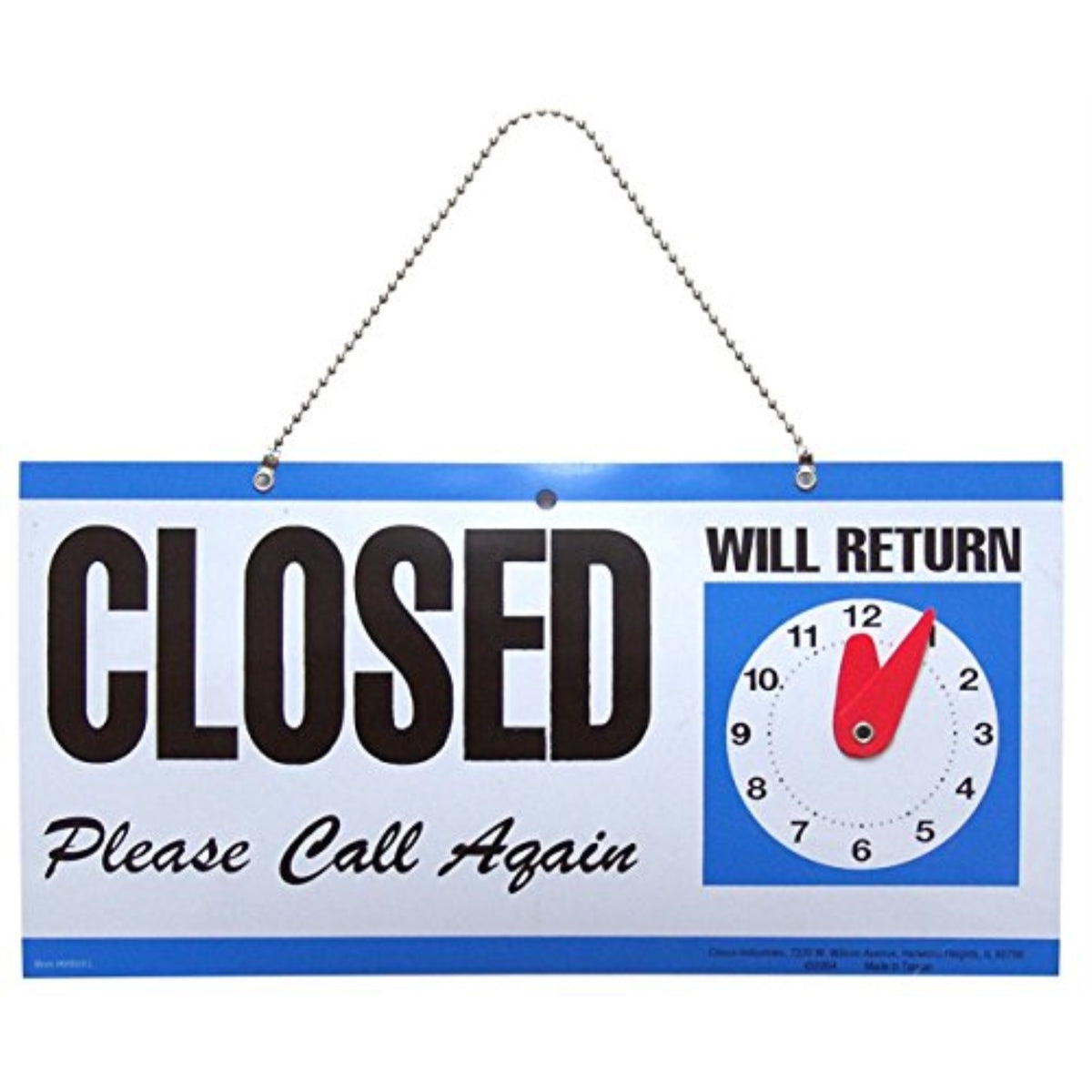 5027203 Clock Sign Opn/Cls 6X12 Hillman English White Open/Close Clock Sign 6 In. H X 12 In. W (Pack Of 3)