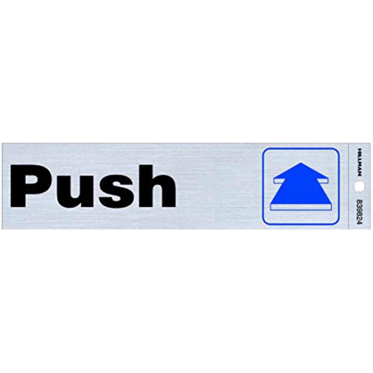 5028159 Push Decal Slv 2X8 Hillman English Silver Push/Pull Decal 2 In. H X 8 In. W (Pack Of 6)