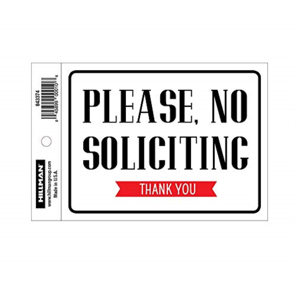 5028216 No Solicit Decal 4X6 Hillman English White No Soliciting Decal 4 In. H X 6 In. W (Pack Of 6)