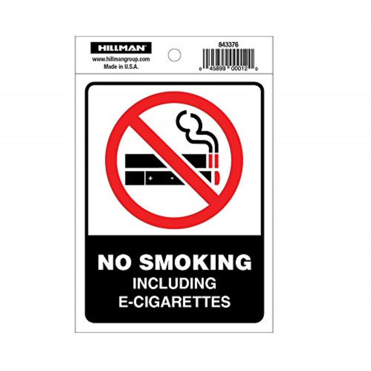 5028231 No Smoking Decal 4X6 Hillman English White No Smoking Decal 4 In. H X 6 In. W (Pack Of 6)