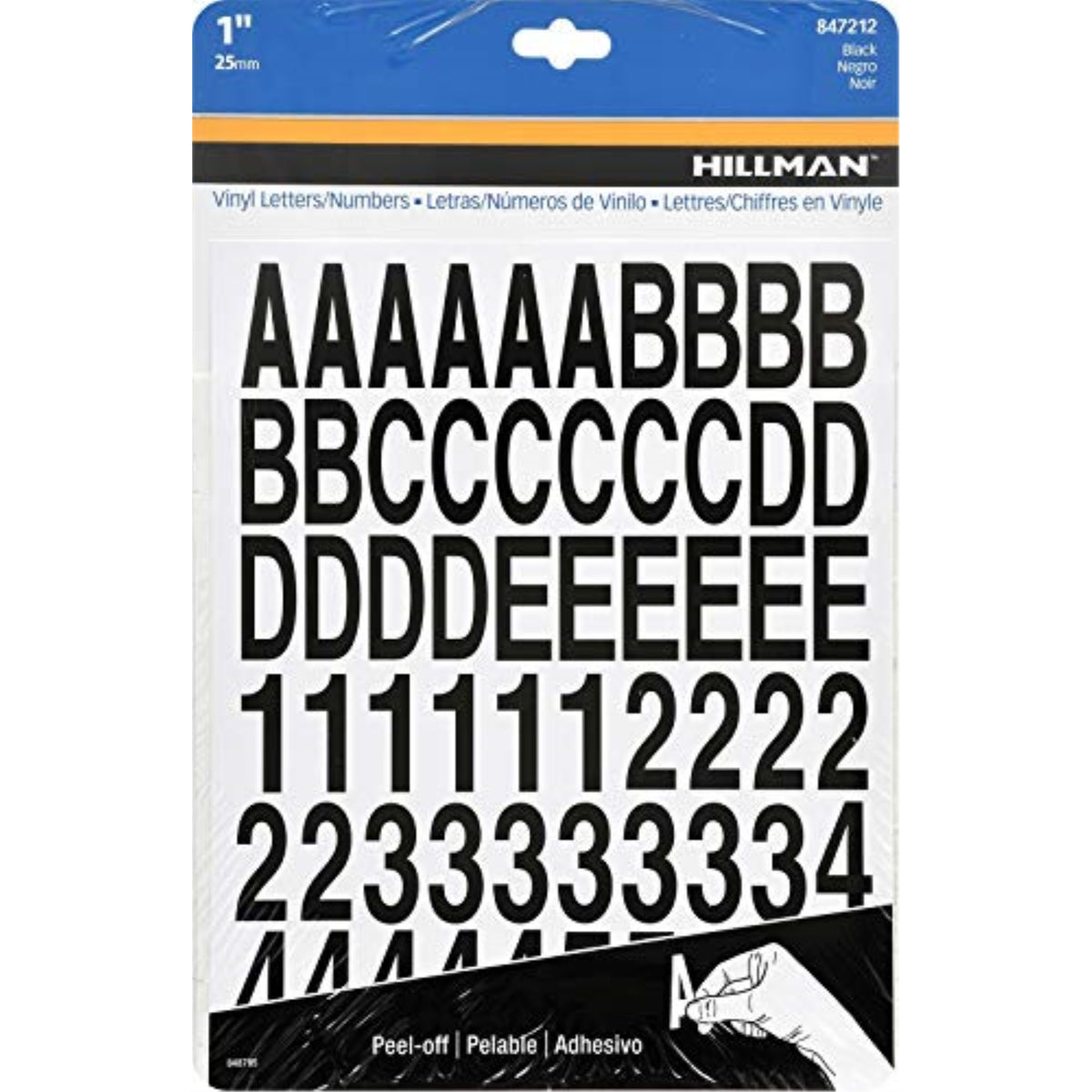 5028359 1 Blk 0-9 A-Z Adv 228Pc Hillman 1 In. Black Vinyl Self-Adhesive Letter And Number Set 0-9 A-Z 228 Pc (Pack Of 6)