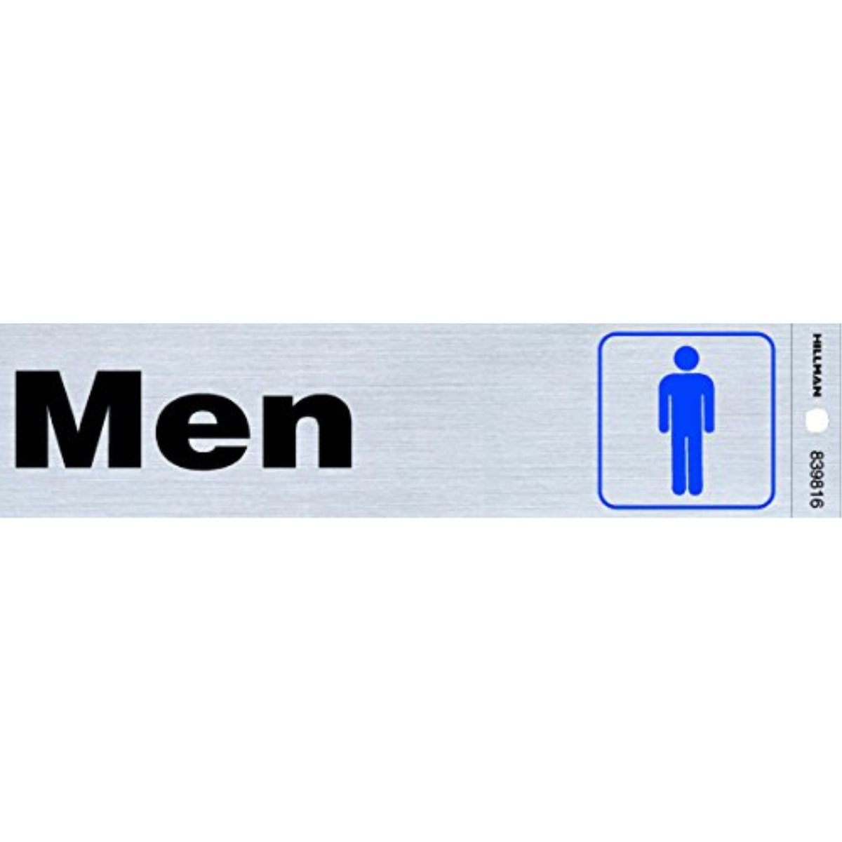5028431 Restrm Decal Men 2X8 Hillman English Silver Restroom Decal 2 In. H X 8 In. W (Pack Of 6)