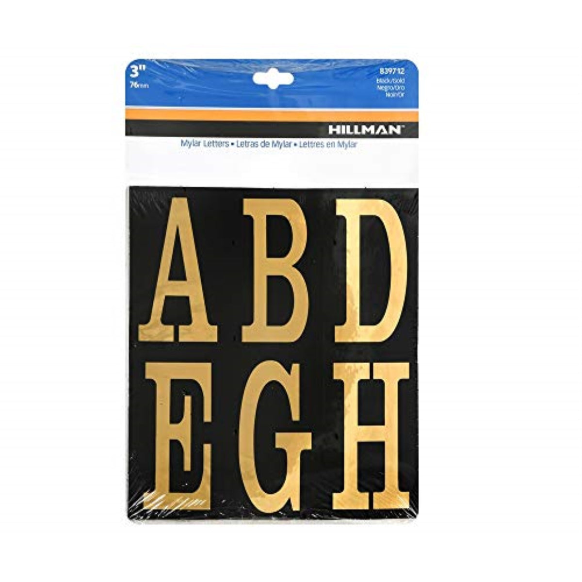 5028582 3 Blk/Gld Lttr Set 51Pc Hillman 3 In. Gold Plastic Self-Adhesive Letter Set A-Z 51 Pc (Pack Of 5)