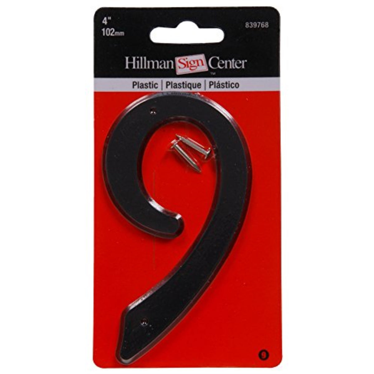 5028611 4 Blk #9 Nailon 1Pc Hillman 4 In. Black Plastic Nail-On Number 9 1 Pc (Pack Of 10)