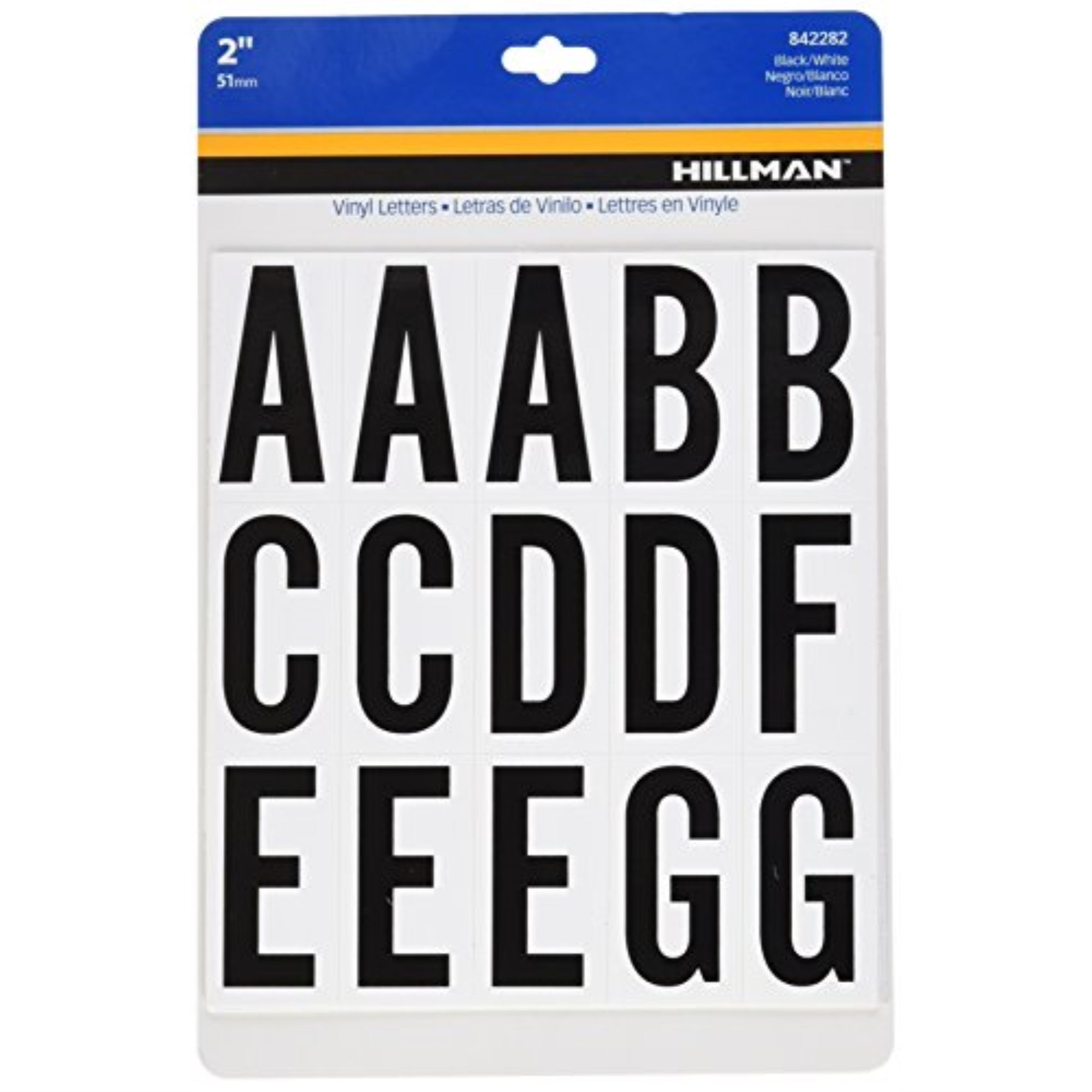 5028739 2 Bk/Wt Lettr Set 65Pc Hillman 2 In. Black Vinyl Self-Adhesive Letter Set A-Z 65 Pc (Pack Of 6)