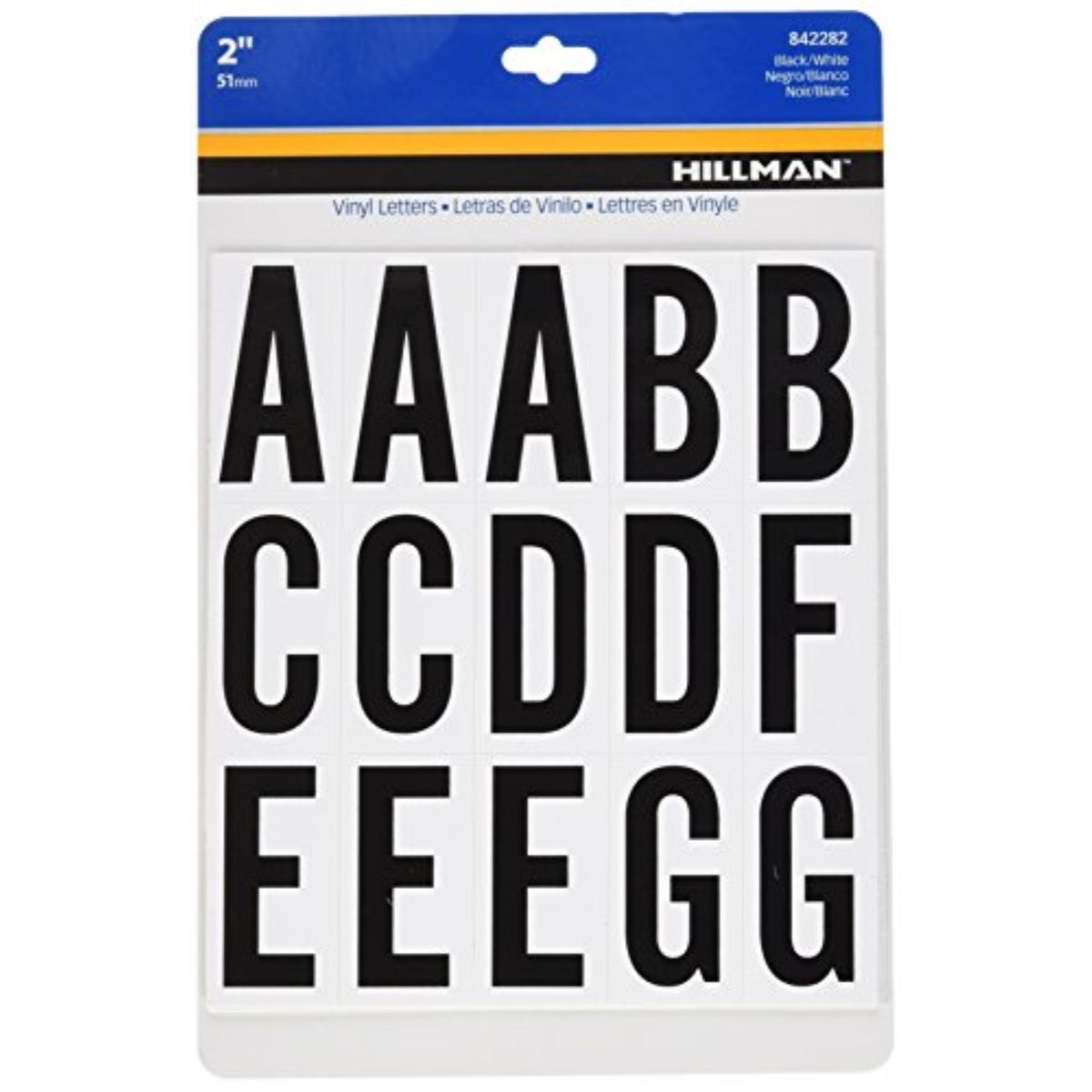 5028739 2 Bk/Wt Lettr Set 65Pc Hillman 2 In. Black Vinyl Self-Adhesive Letter Set A-Z 65 Pc (Pack Of 6)