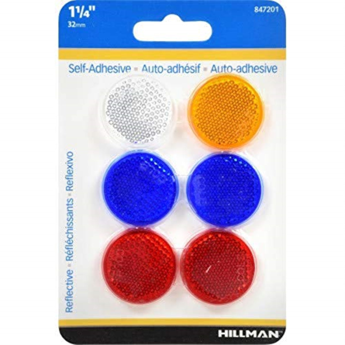 5028837 Reflectors Astd 1.25 6Pk Hillman 1.25 In. Round Assorted Reflectors 6 Pk (Pack Of 12)