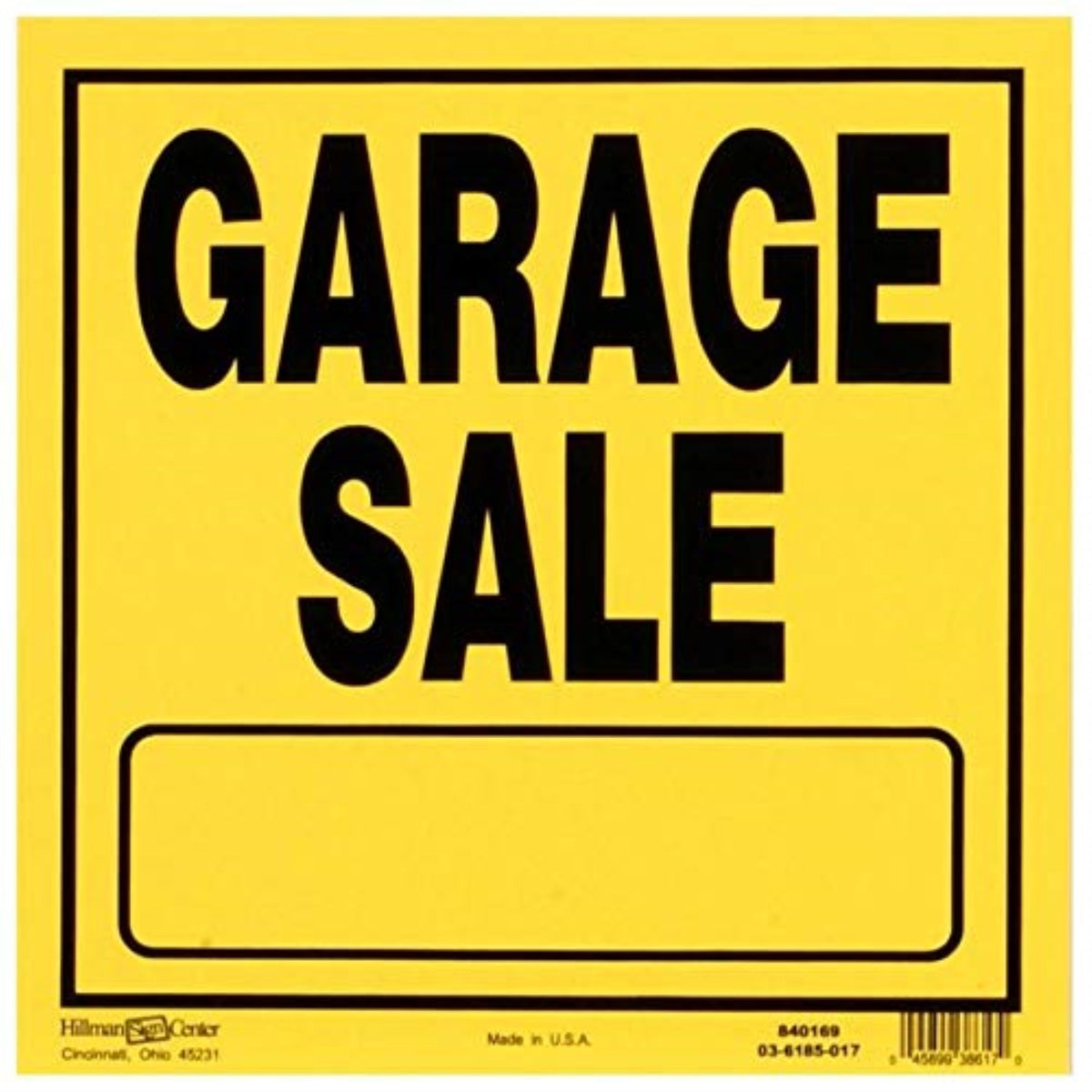 5028854 Sign Garage Sale 11X11 Hillman English Yellow Garage Sale Sign 11 In. H X 11 In. W (Pack Of 6)