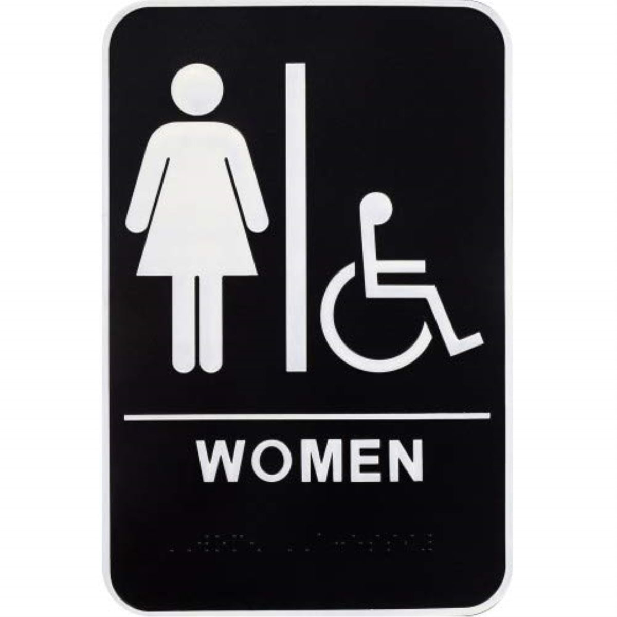 5029031 Plaque Wmn Restroom 9X6 Hillman English Black Restroom Plaque 9 In. H X 6 In. W (Pack Of 3)