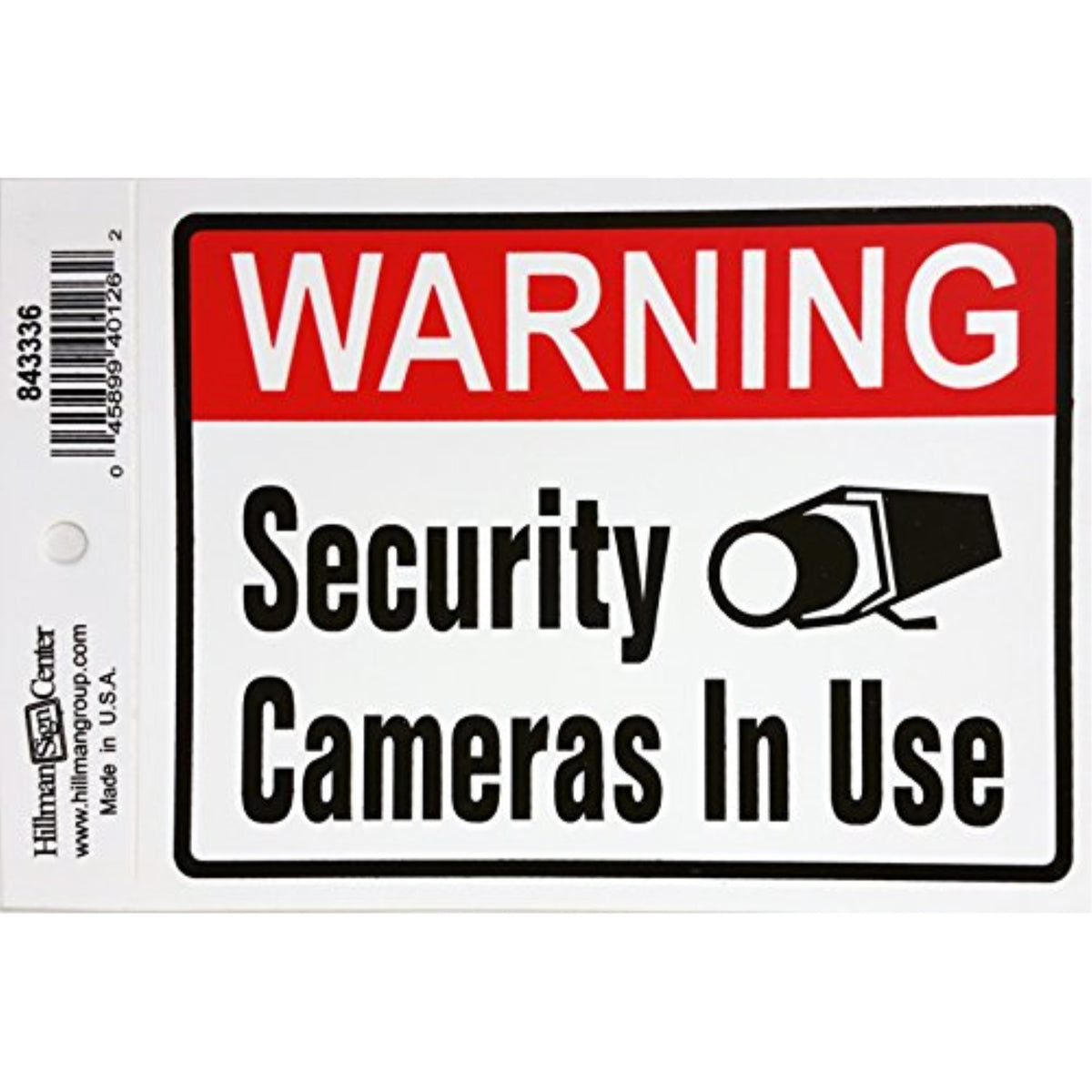 5029386 Decal Security Cam 4X6 Hillman English White Security Decal 4 In. H X 6 In. W (Pack Of 6)