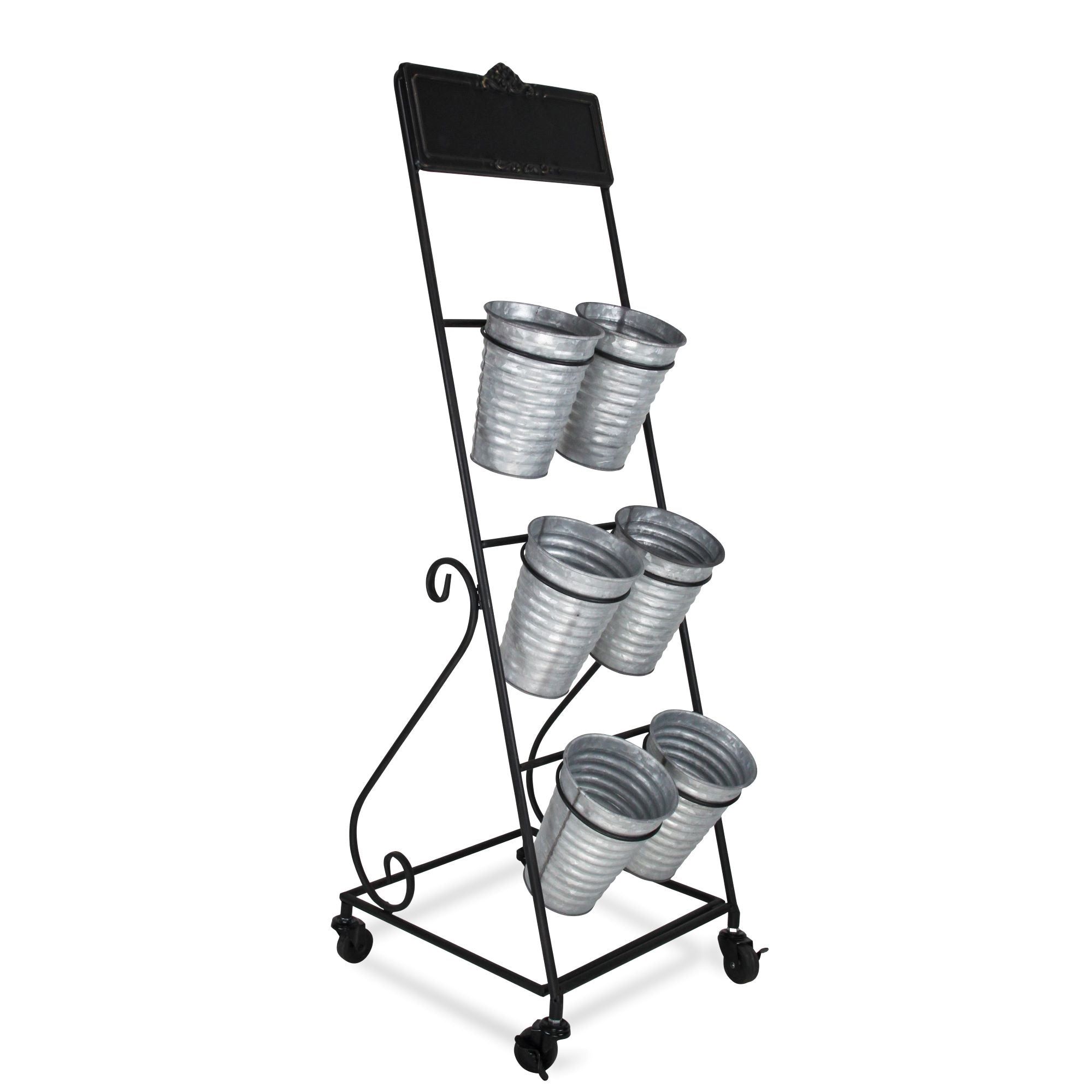 Kalila 6 Pot Metal Rolling Cart | Chalkboard