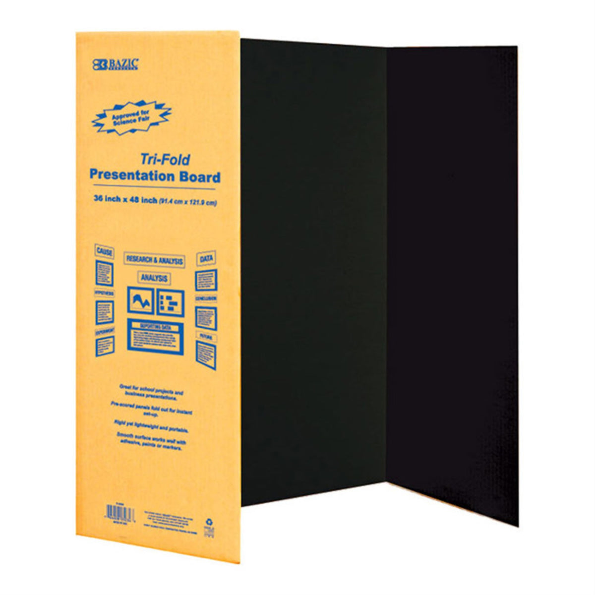 Bazic 36' X 48' Black Tri-Fold Corrugated Presentation Board