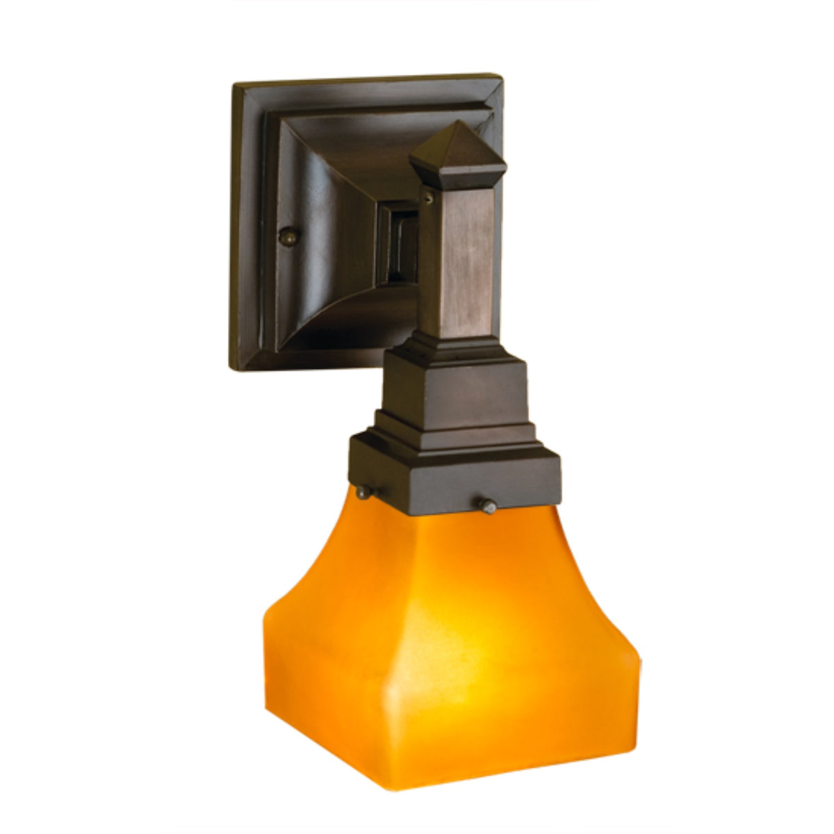 5'W Bungalow Frosted Amber Wall Sconce