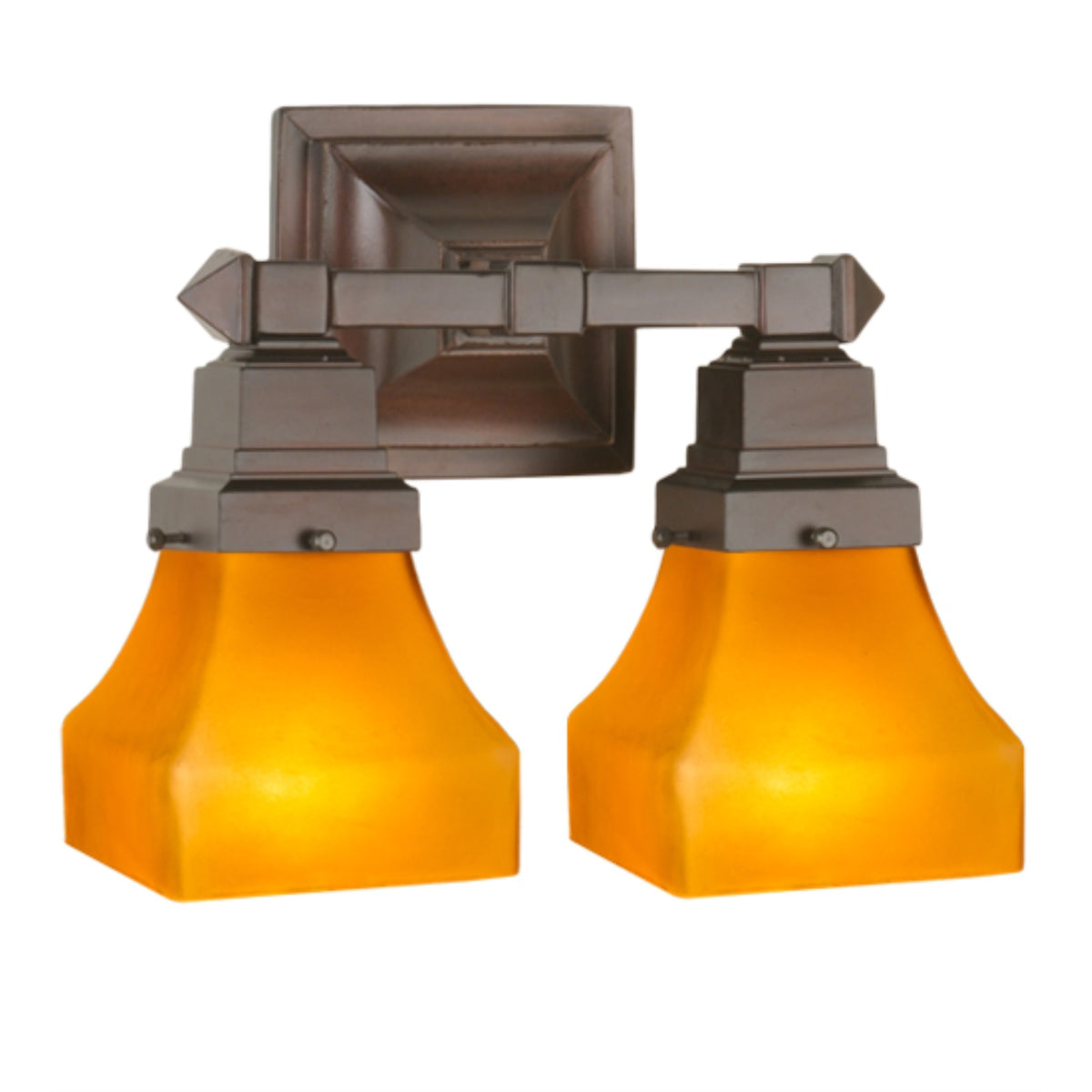 13'W Bungalow Frosted Amber 2 Lt Wall Sconce