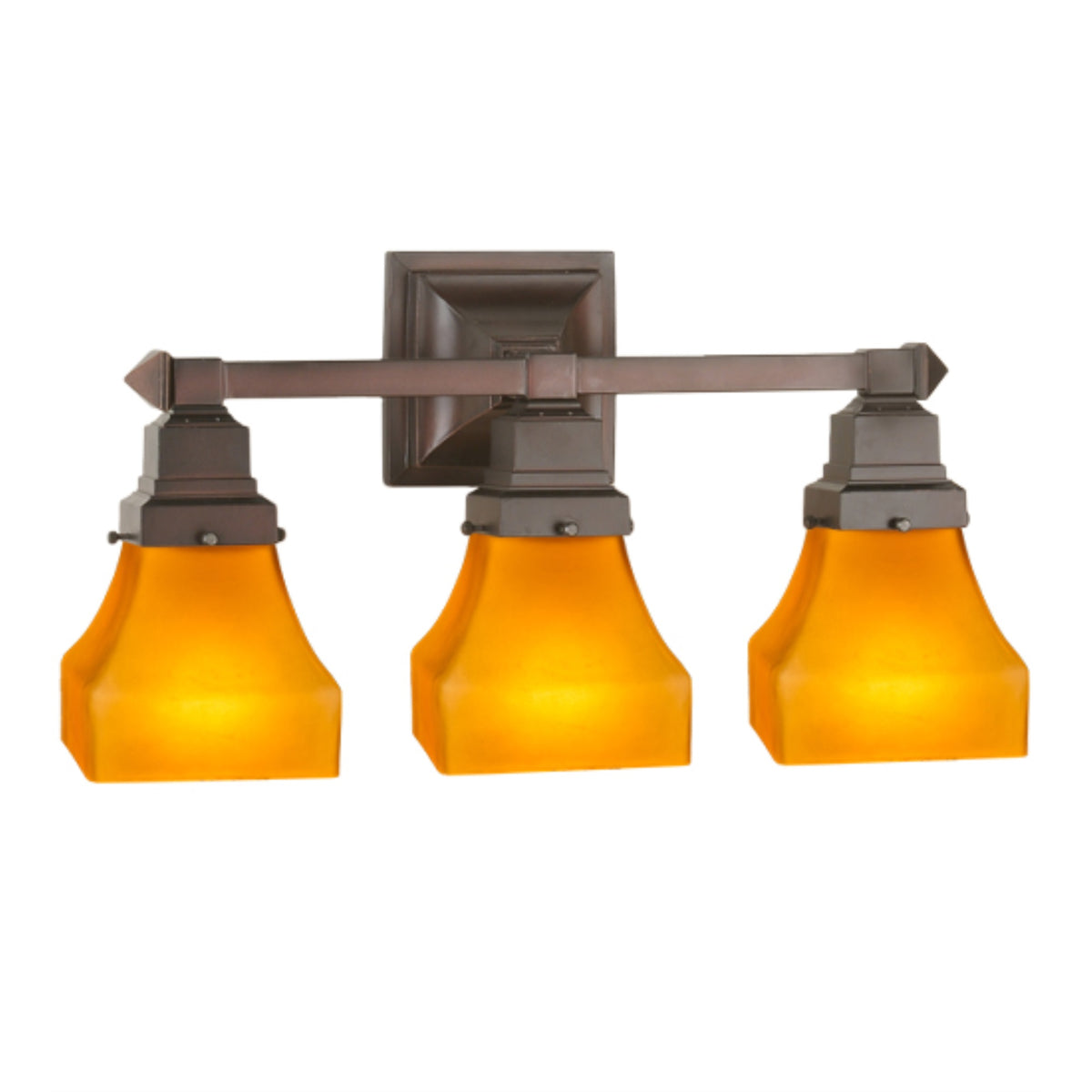 20'W Bungalow Frosted Amber 3 Lt Vanity Light