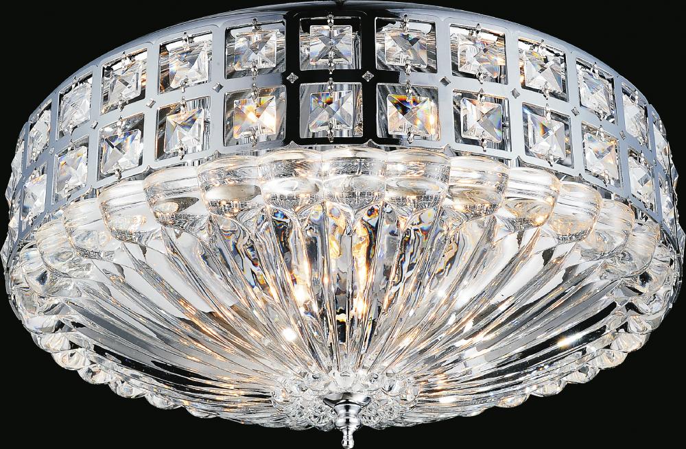 6 Light Bowl Flush Mount With Chrome Finish