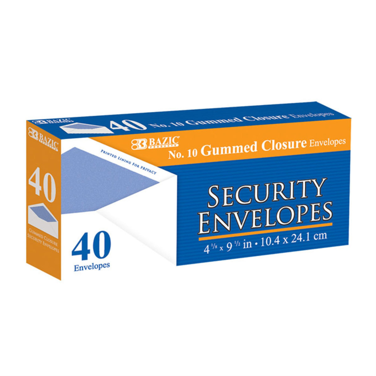 Bazic #10 Security Envelopes W/ Gummed Closure (40/Pack)