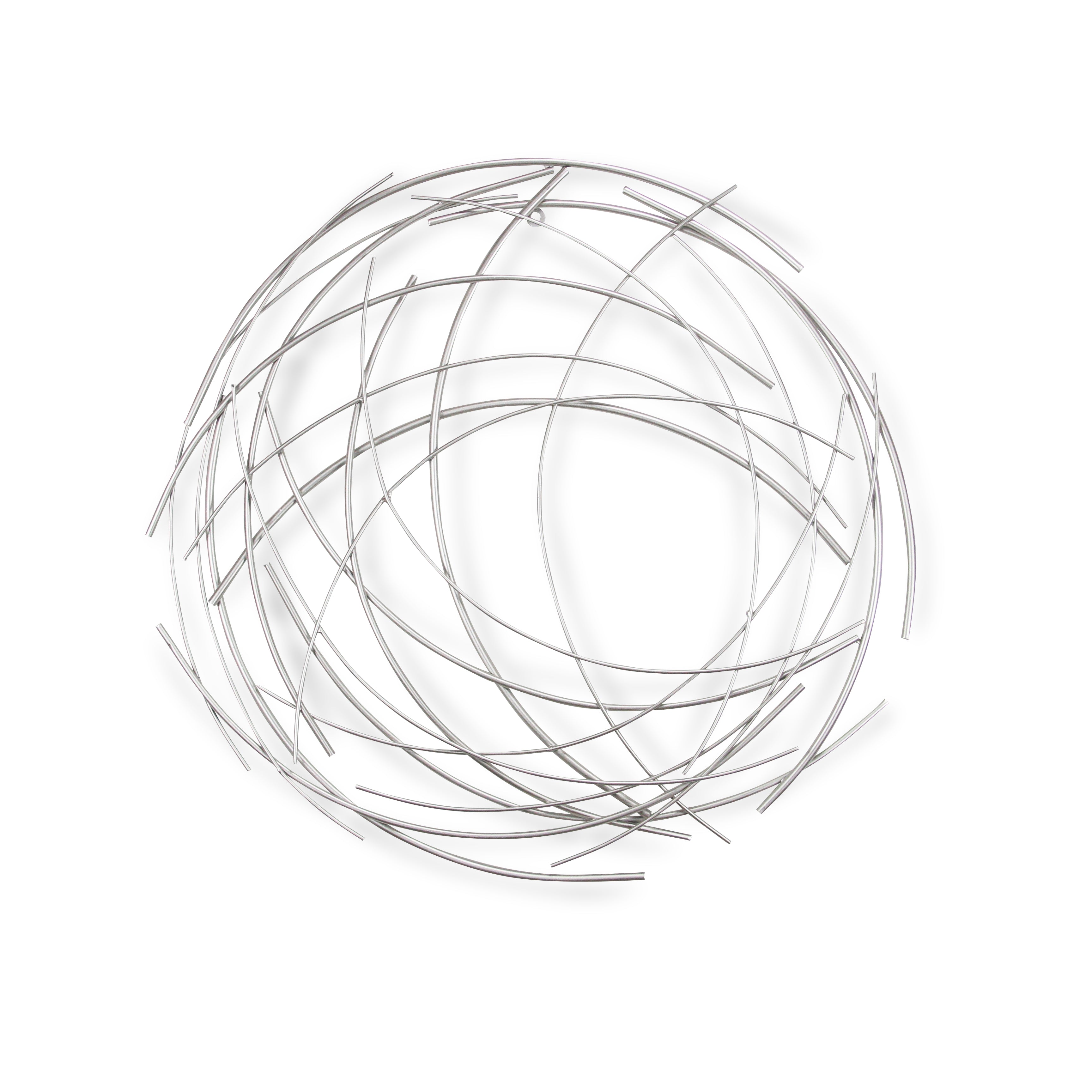 Denine Large Abstract Round Wall Art - Silver