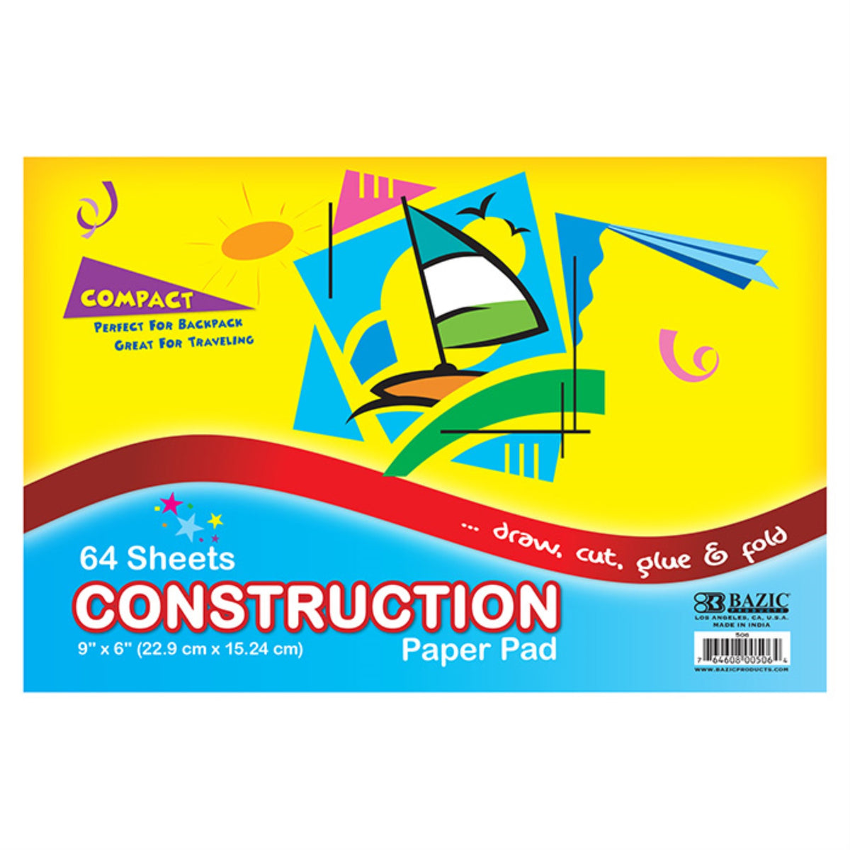 Bazic 64 Ct. 6' X 9' Mini Construction Paper Pad