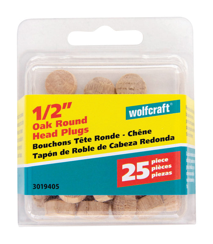 Plug Oak 1/2 Rnd Head (Pack Of 1)