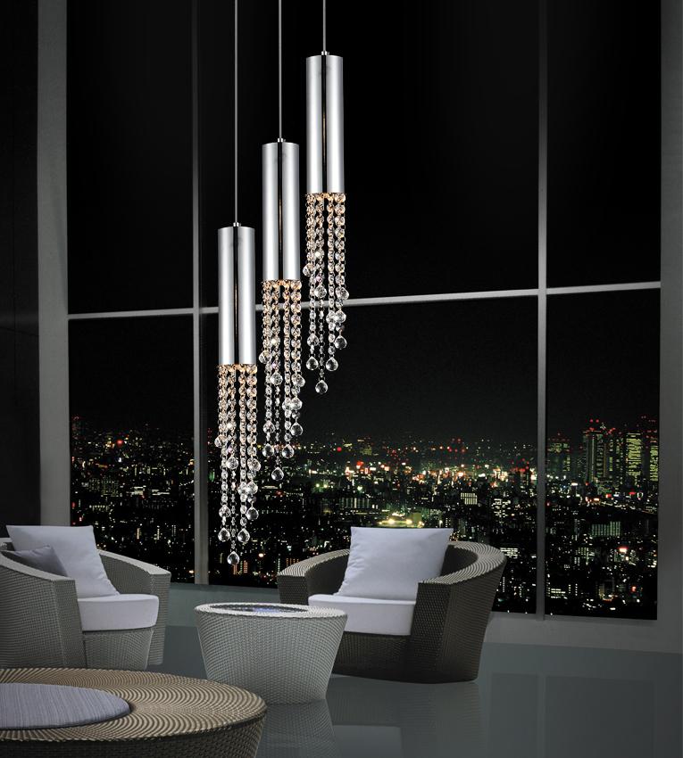 3 Light Down Mini Pendant With Chrome Finish