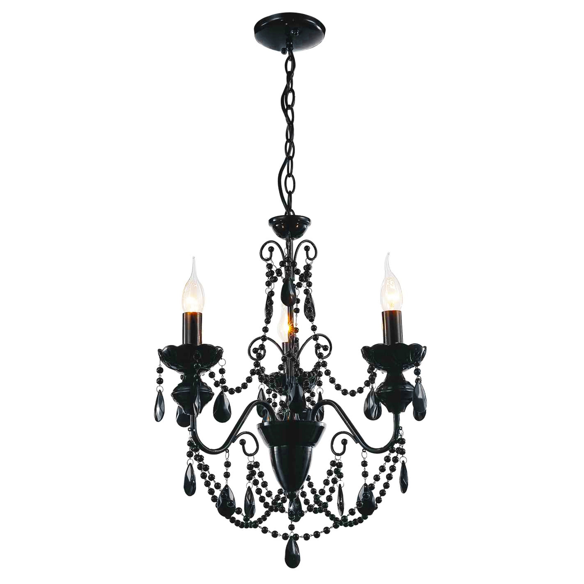 3 Light Up Chandelier With Black Finish