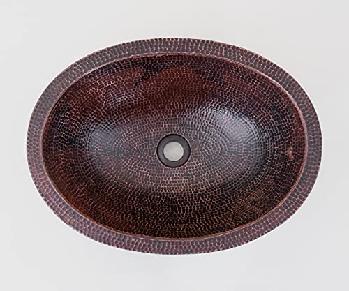 INNOVA COPPER OVAL VESSEL SINK DOUBLE WALL 19X14X6 G18 DARK BROWN LIGHT