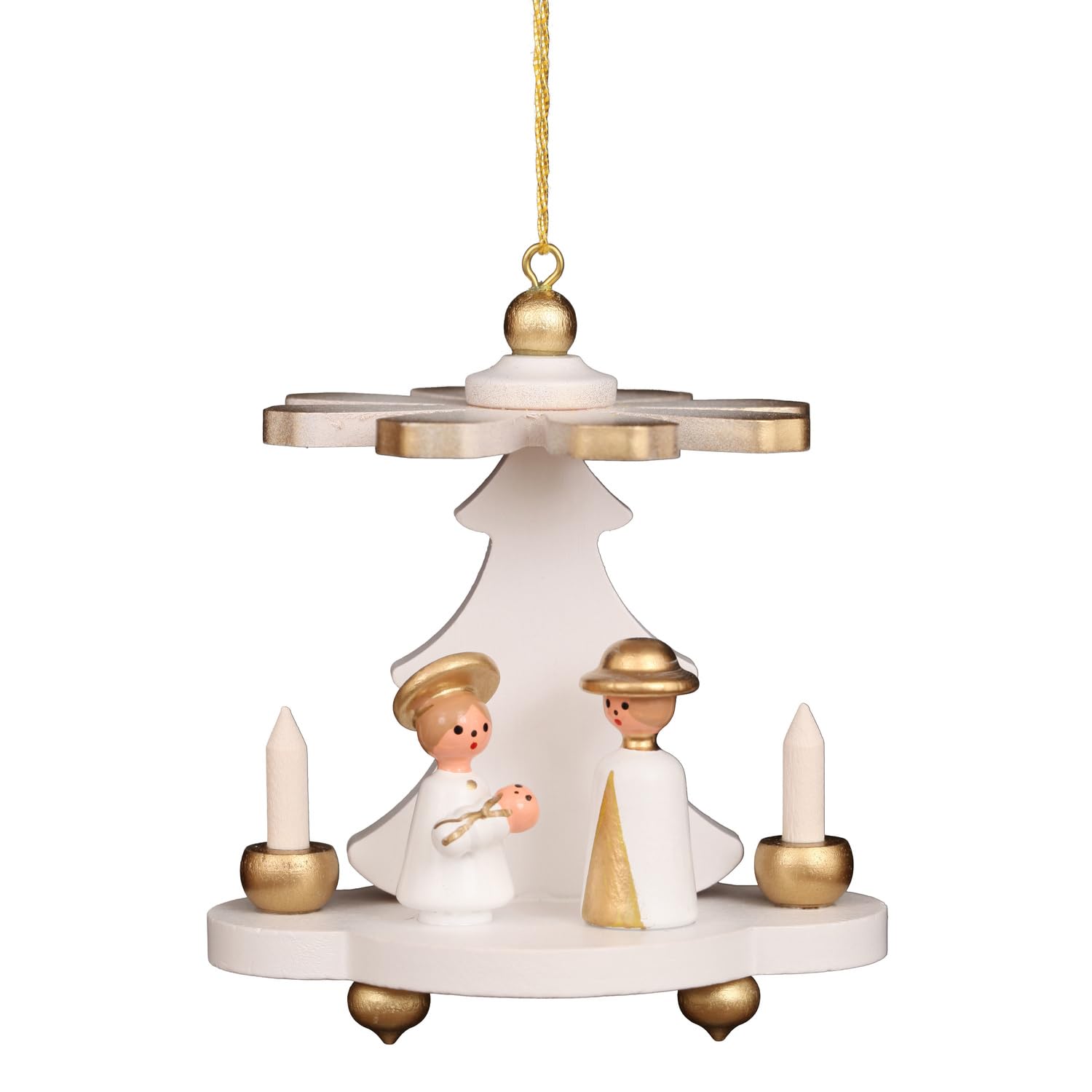 10-0907 - Christian Ulbricht Ornament - White Pyramid With Holy Family - 3H x 2.75”W x 2.25”D