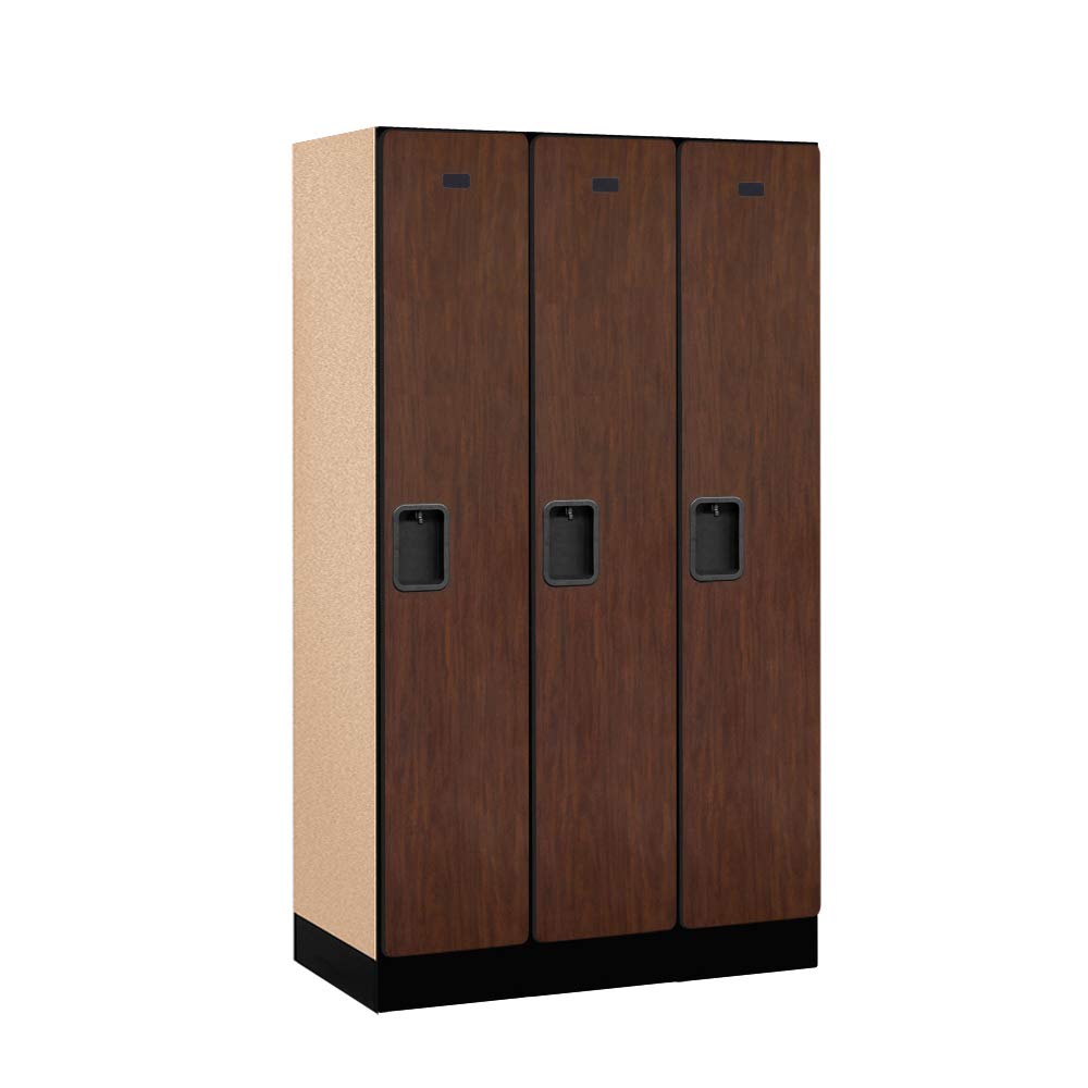 12 Wide Single Tier Designer Wood Locker - 3 Wide - 5 Feet High - 18 Inches Deep - Mahogany